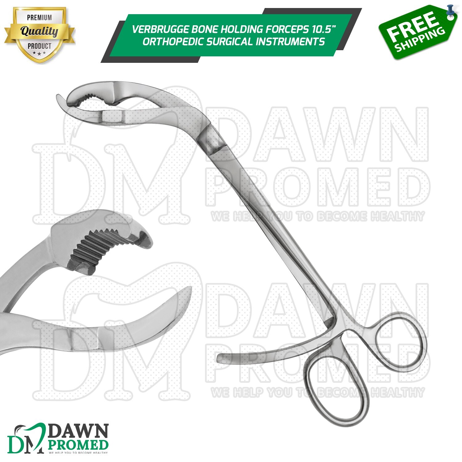 Verbrugge Bone Holding Forceps 10.5″ Surgical Orthopedic Instrument German Grade