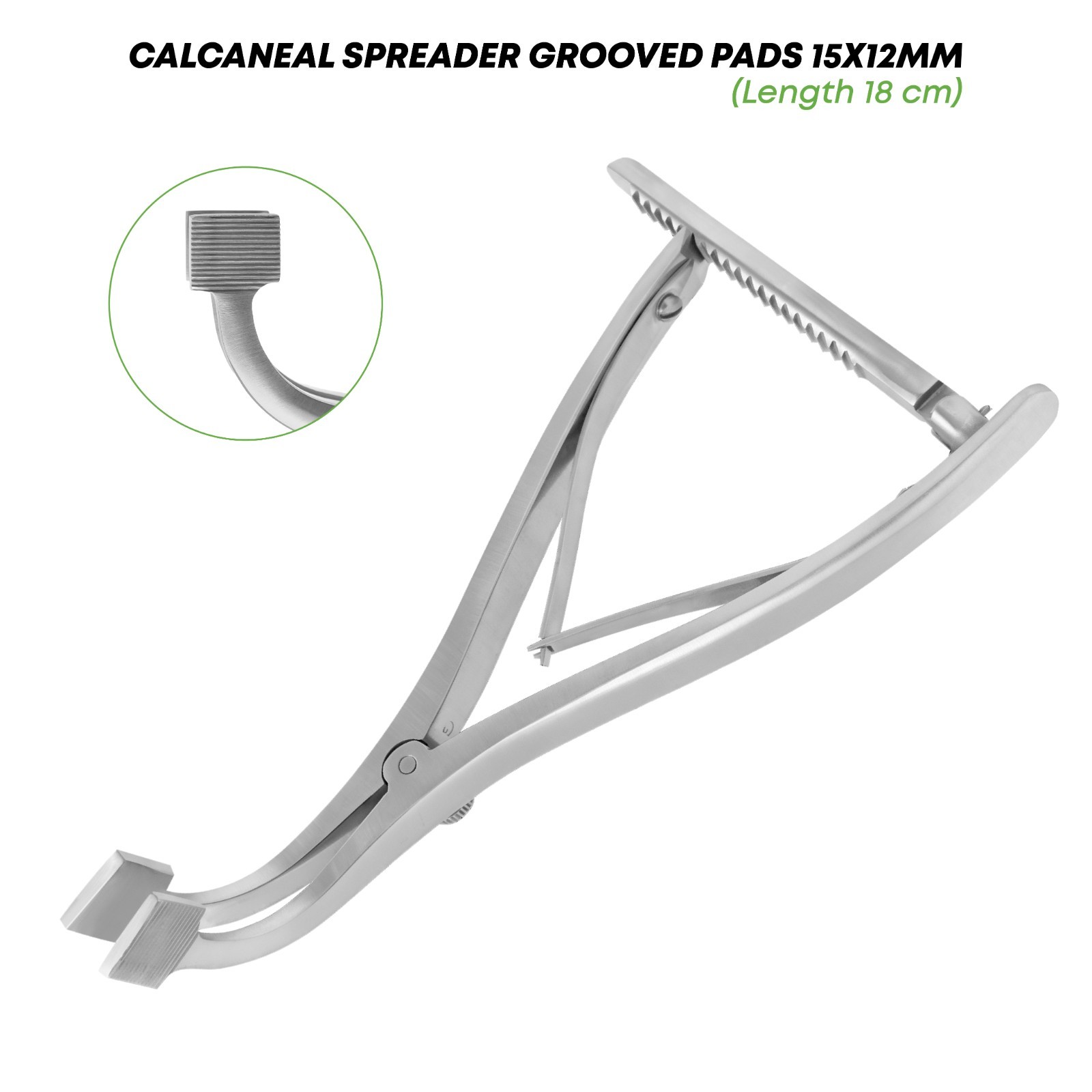 Calcaneal Spreader Grooved Pads 15 x 12 mm Stainless Steel Orthopedic Instrument