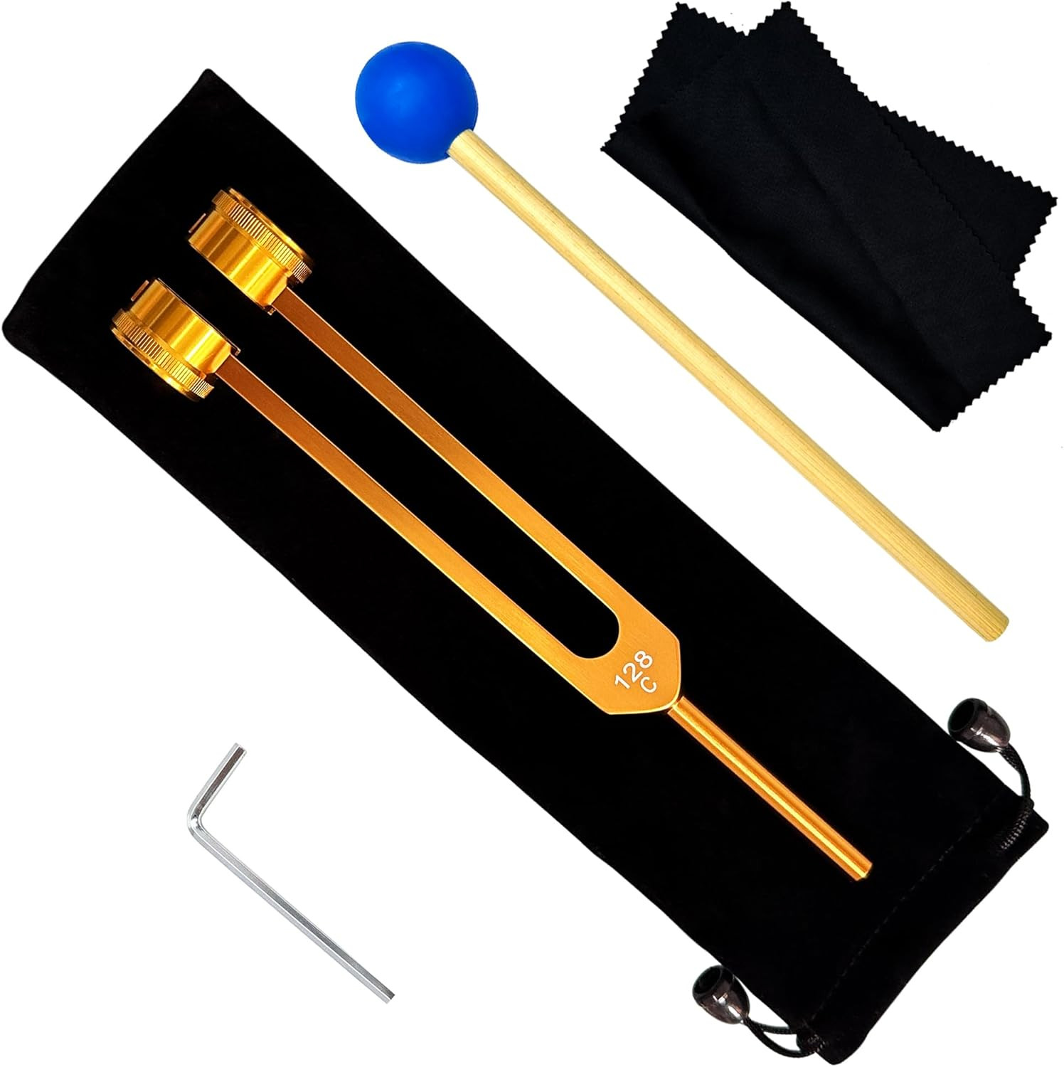 128Hz Tuning Fork Set Nerve Sensory Healing Instrument with Silicone Hammer and