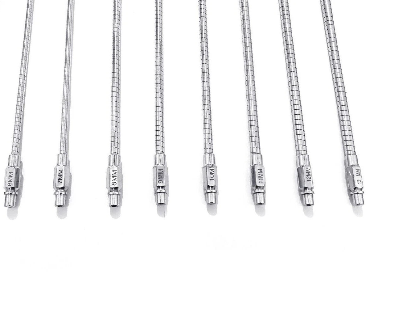 Veterinary Cannulated Flexible Reamer 6mm to 13mm Lot of 8pcs Stainless Steel
