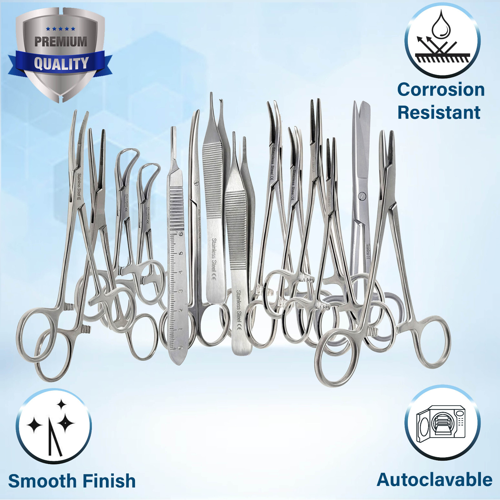 NEW 44 PCS CANINE+FELINE SPAY PACK VET GENERAL SURGICAL INSTRUMENTS STAINLESS CE