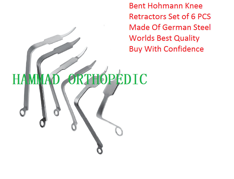 Bent Hohmann Knee Retractors Set of 6 Orthopedic Surgical Instruments SS