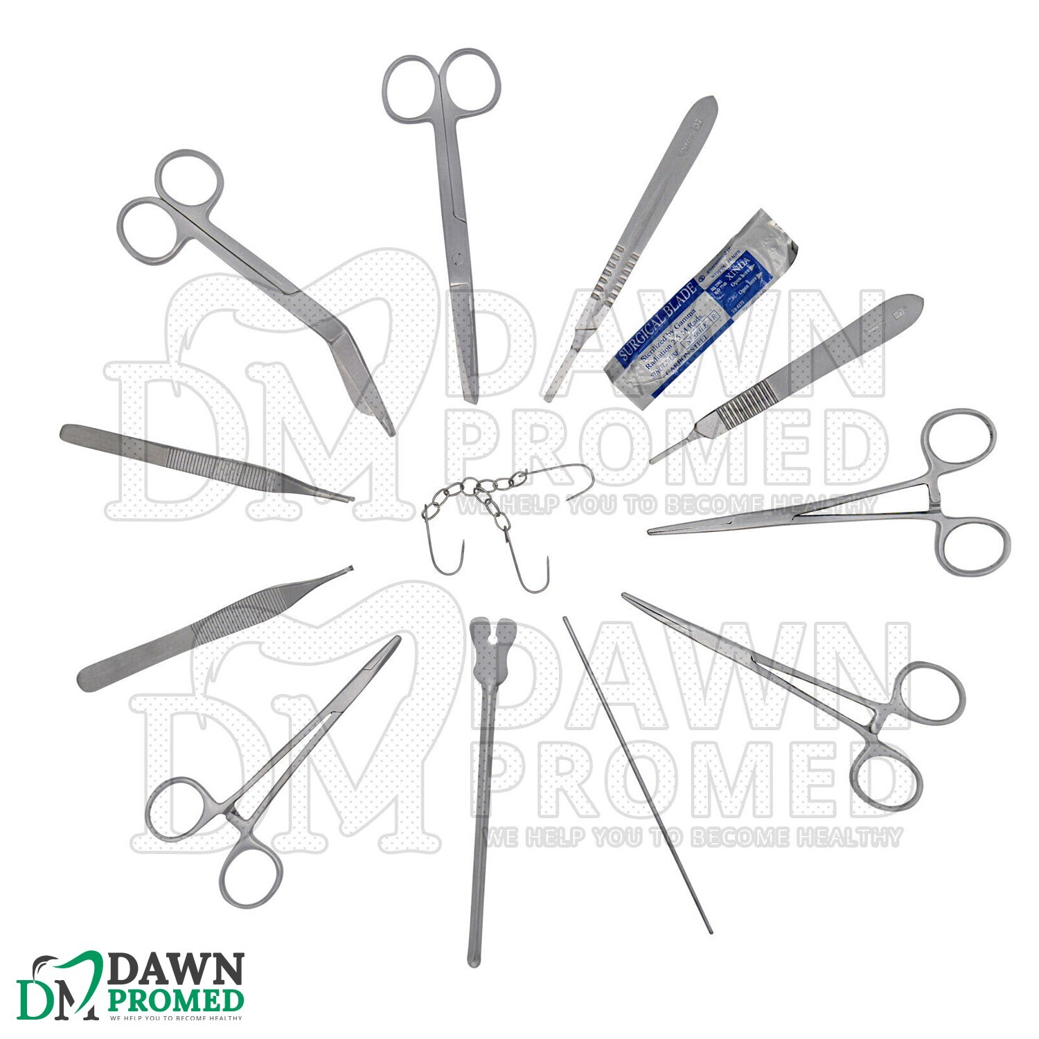 18 pcs Minor Surgery Kit Surgical Instruments Set Stainless Steel German Grade