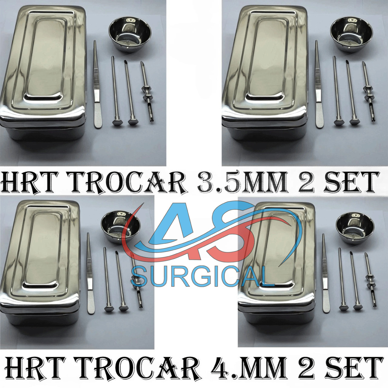 4 sets HRT Trocar Set 3.5mm & 4.5mm Hormone Replacement Pellet Insertion Kits