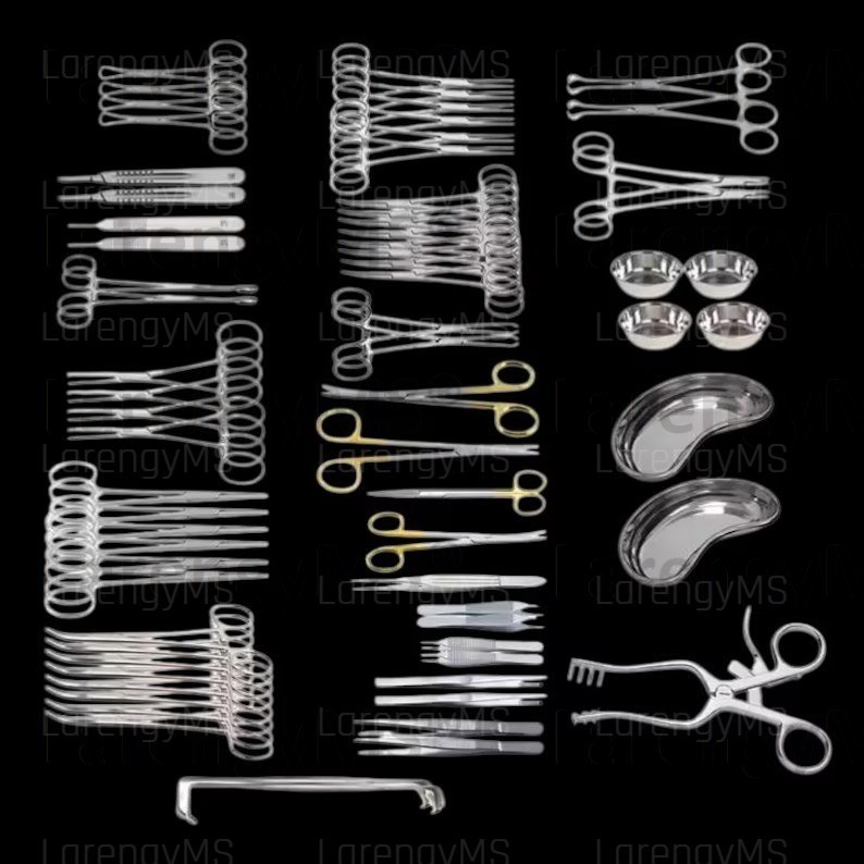 General Surgery Instrument Set of 71 Professional in Stainless Steel German.