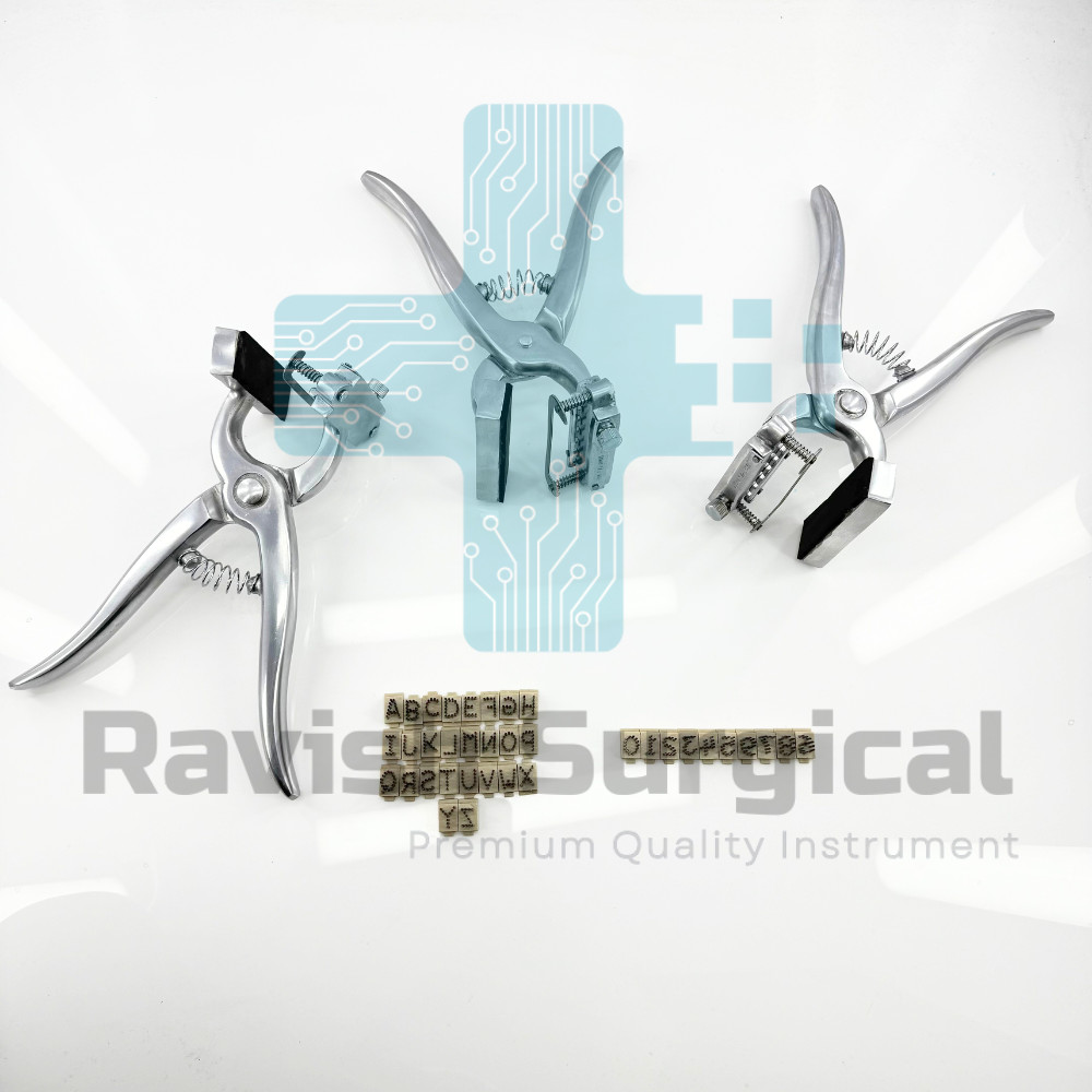 Animal Identification Tattoo Set 6 Digit Pliers + 36 Digits, Farm Vet Tool