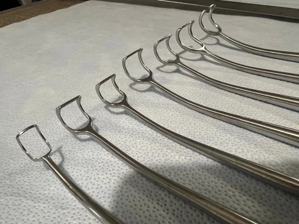 Set Of 7 SSI Ultra & Miltex ENT Curved Adenoid Curettes 8-1/2″ Length