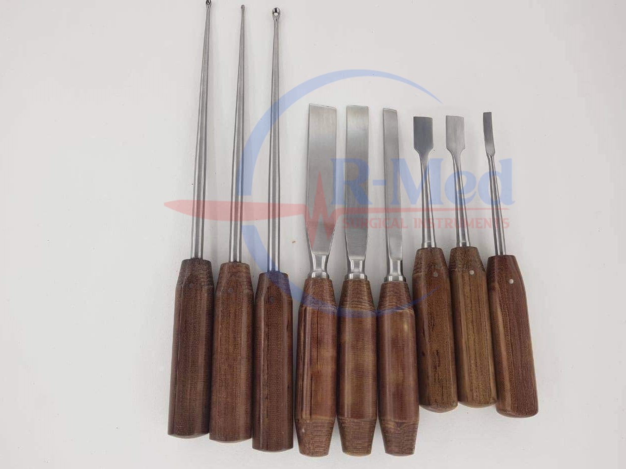 Capener Osteotome Chisel Periosteal Elevator Bone Curette Orthopedic Set 9 Pcs