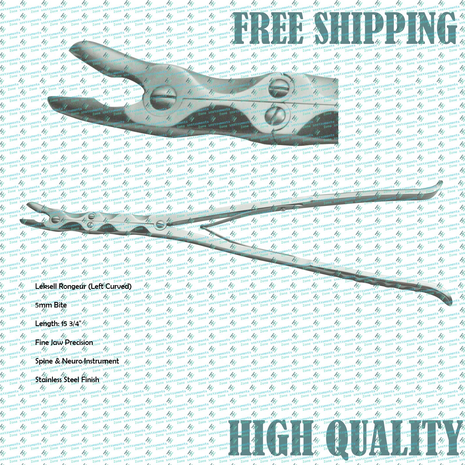 Leksell Rongeur Left Curved 5mm – 15 3/4″ Neuro & Spine Surgical Instruments