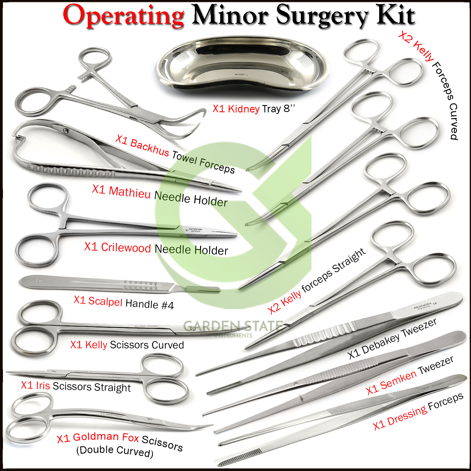 Operating Minor Surgical Instruments Tray Medical Scissors Dressing Forceps Set