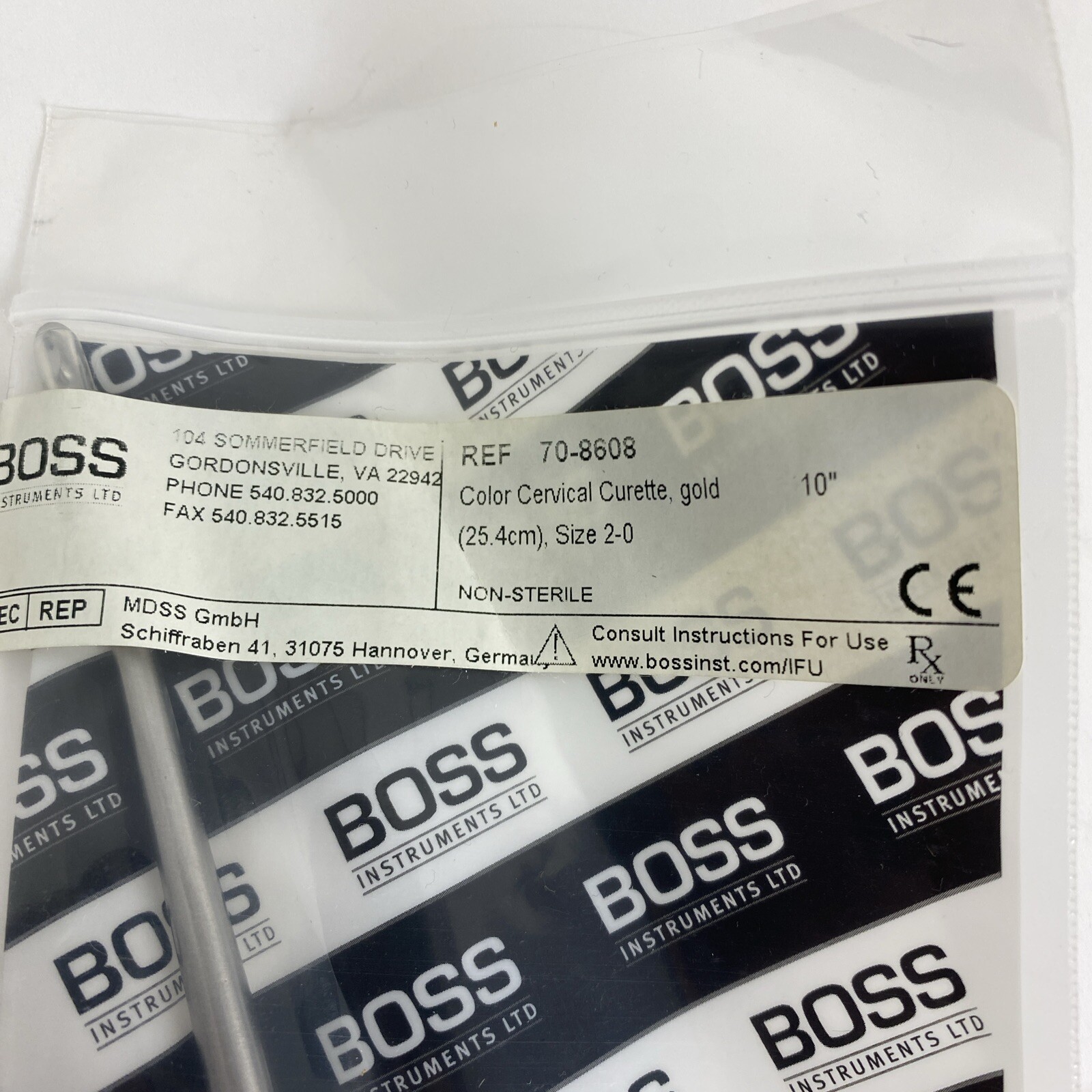 Boss Surgical Orthopedic Lumbar Curette 70-8608 10in Handle NEW