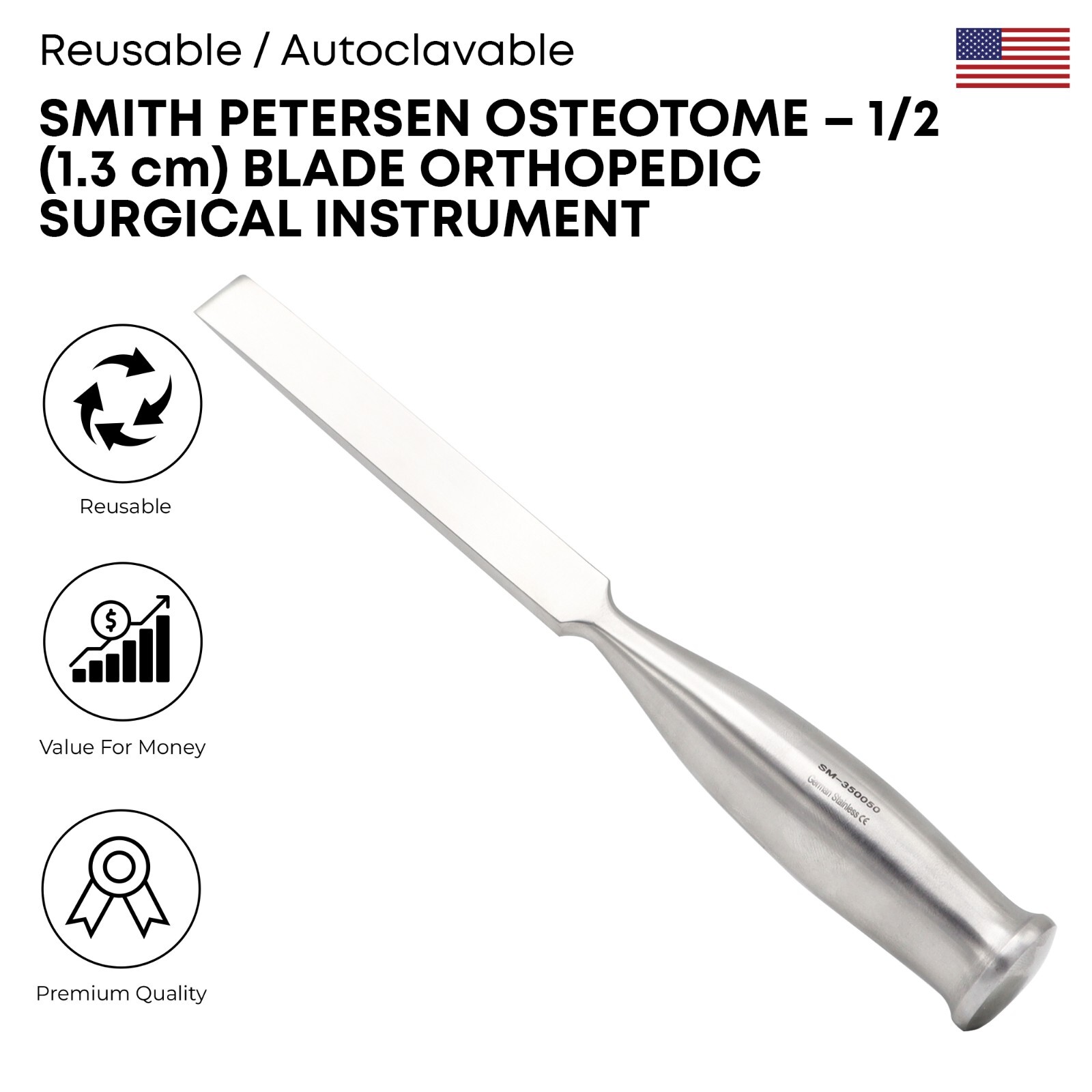 Smith Petersen Osteotome 1/2″ (1.3 cm) Blade Orthopedic Surgical Instruments