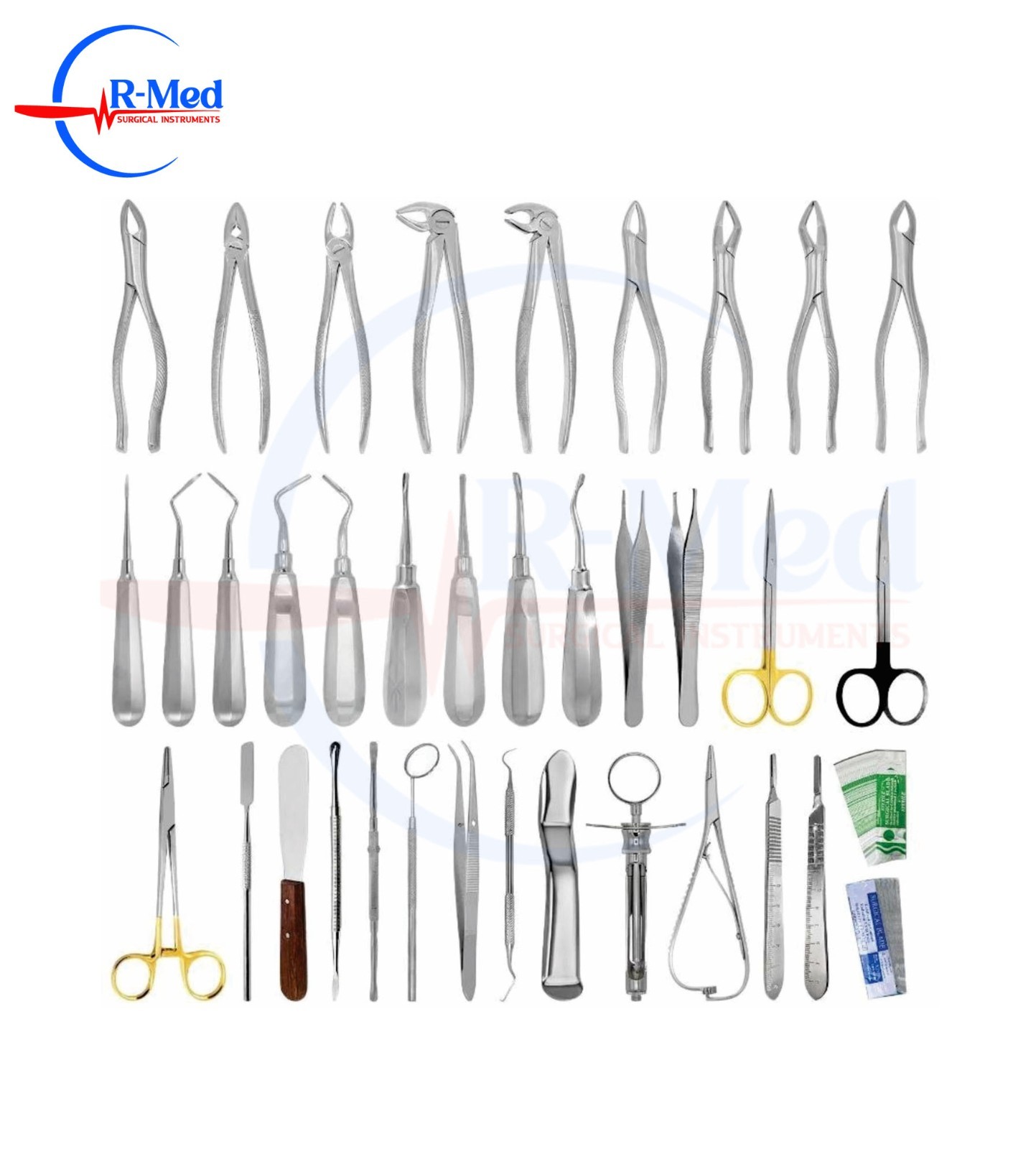 75 Pcs Oral Dental Extracting Surgery Kit Elevator Forceps Set German Grade