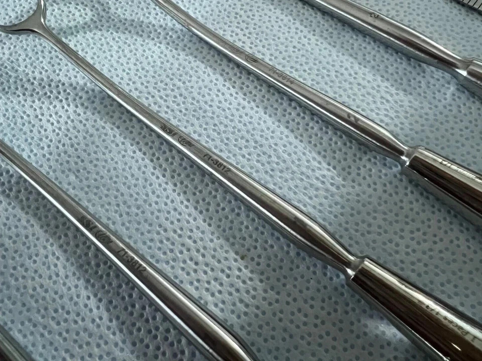 Set Of 7 SSI Ultra & Miltex ENT Curved Adenoid Curettes 8-1/2″ Length