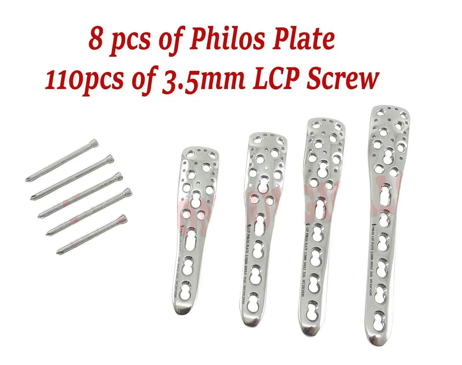 Veterinary Philos Plate 3H to 6H – Pair of each & 3.5mm LCP Screw- 110pc SS