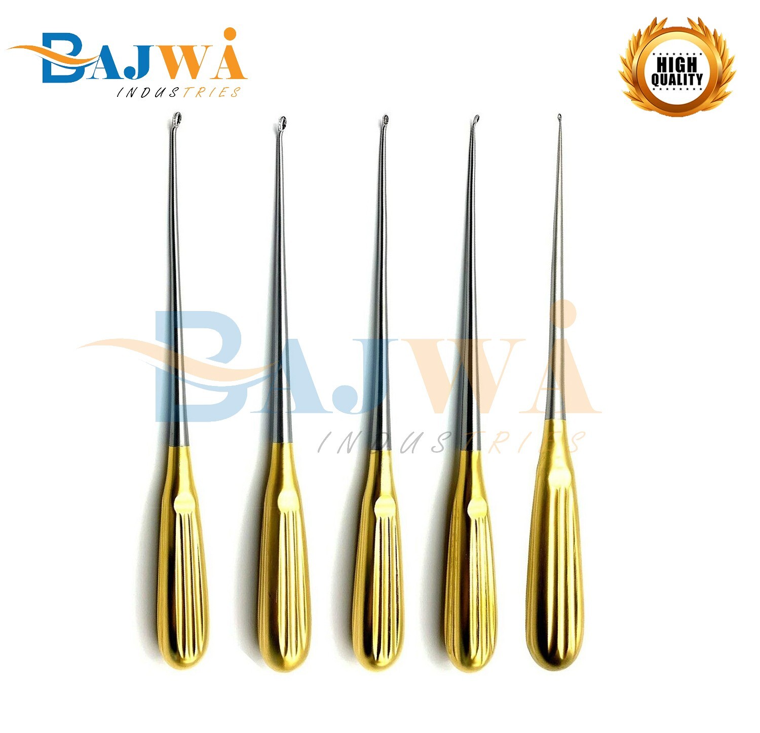 Spratt Brun Bone Curette Bundle Curved 26 cm Set of 5