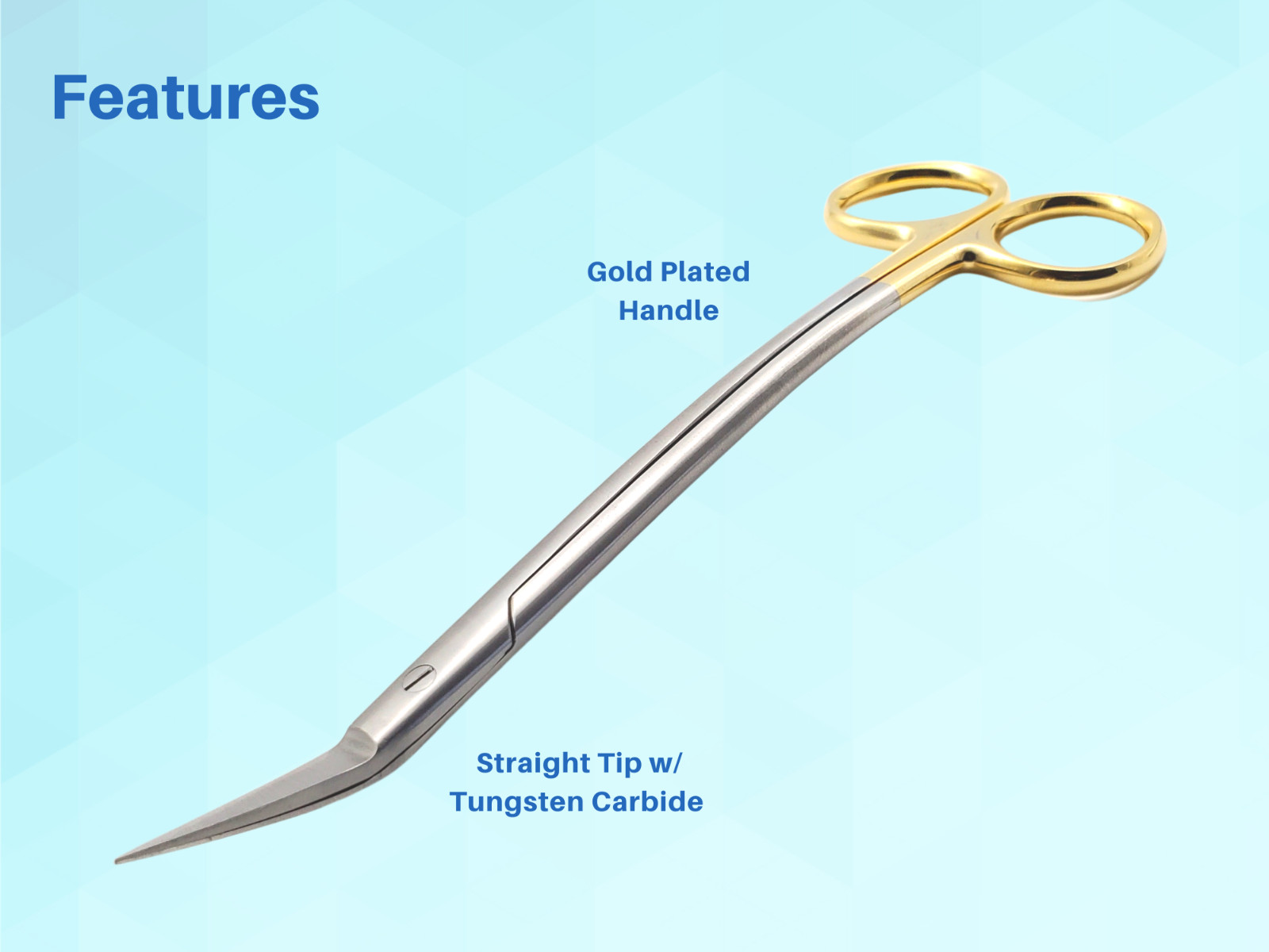 Dean Scissors 7″ Double Curved Gold Plated With Tungsten Carbide Inserts ARTMAN