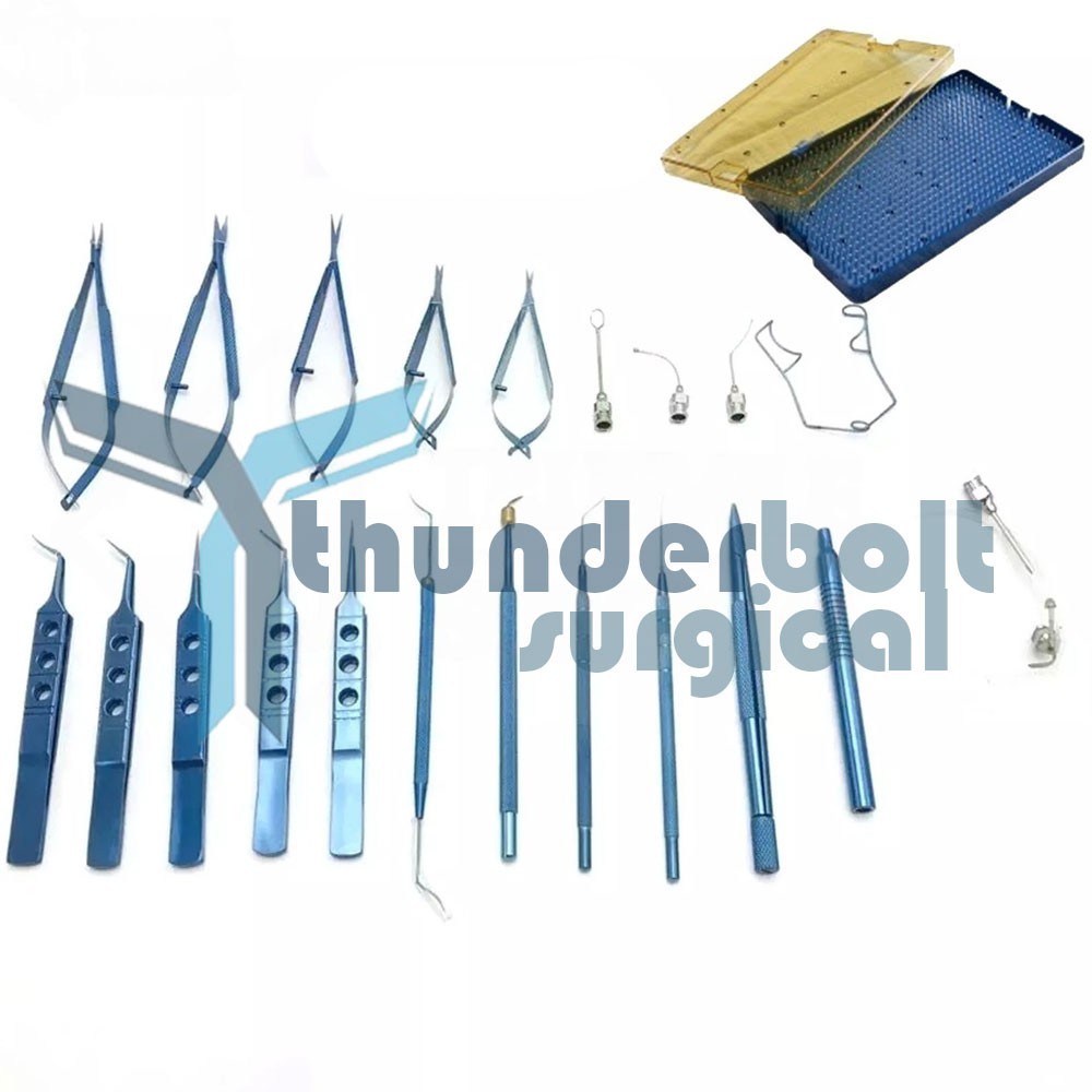 New 21pcs Ophthalmic Cataract Micro Surgery Surgical Instruments with cassette