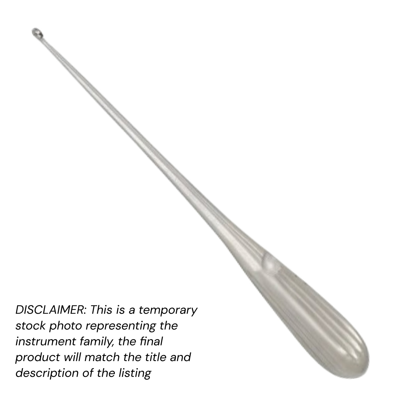 10x Spratt (Brun) Bone Curettes, 9″, Straight, Oval Cup, Sz 6 (8×12 mm), Premium