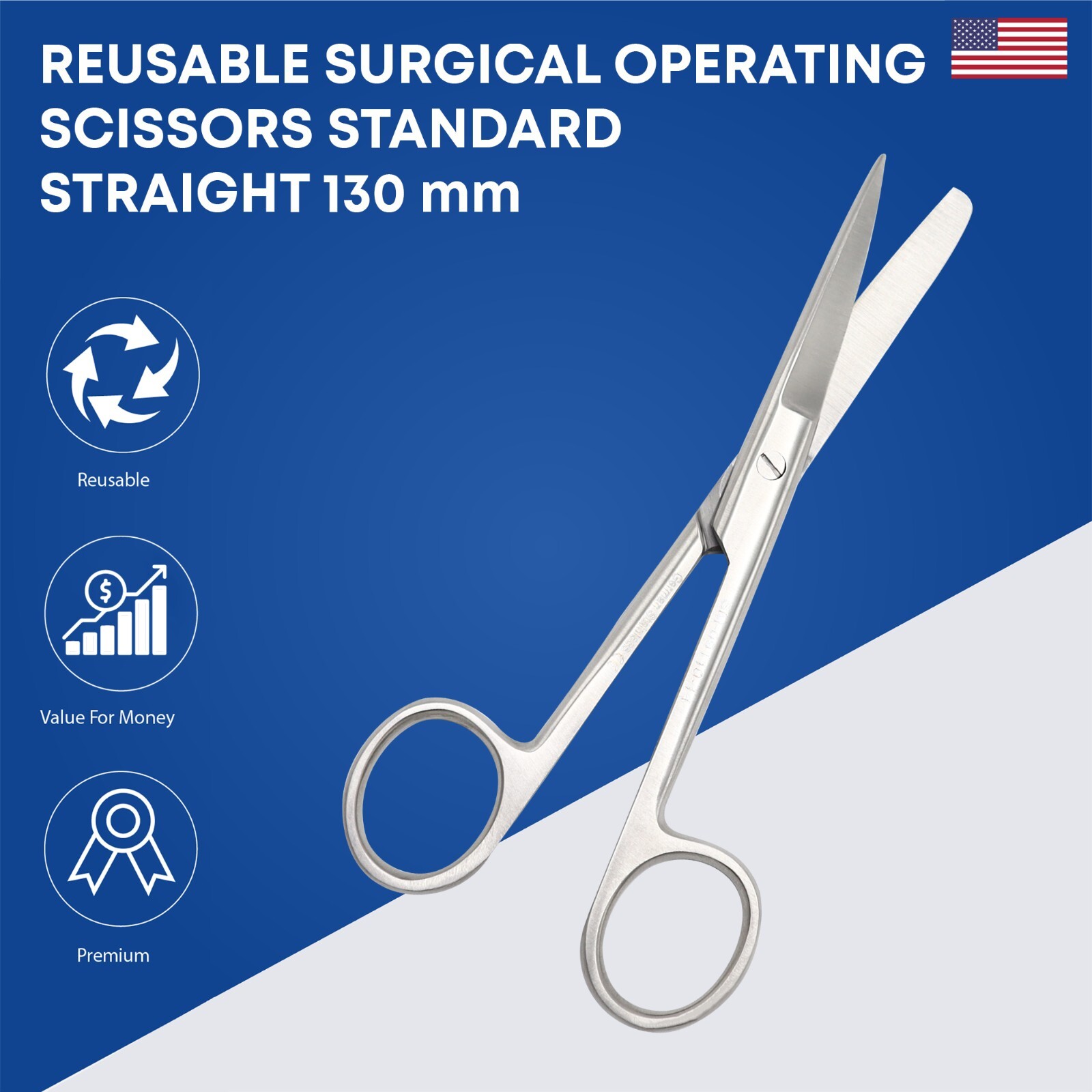 Surgical Operating Scissor Standard Straight 130mm Premium Surgical Instruments