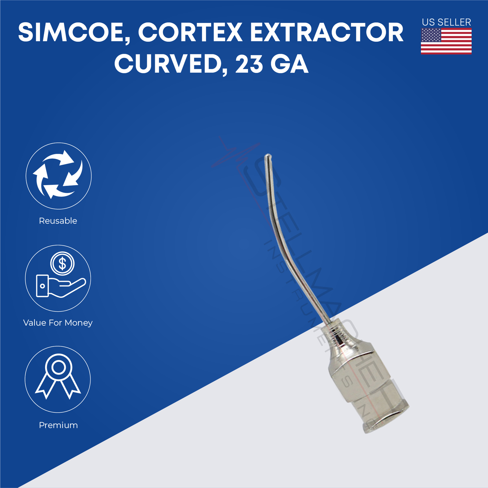 Simcoe, Cortex extractor, curved, sandblasted, 23 ga
