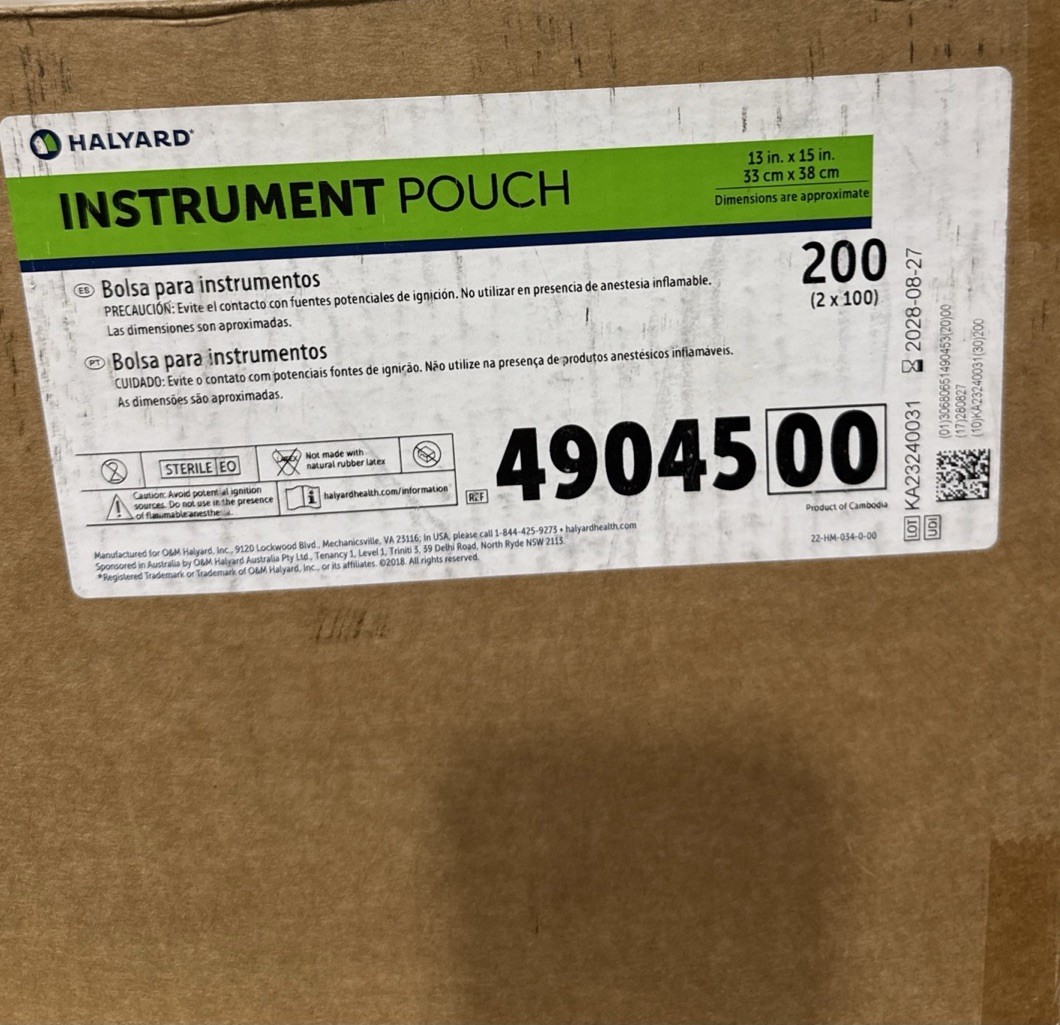 Halyard 49045, Large Clear Instrument Pouch 13″ x 15″ Case of 200 Each, Sterile!
