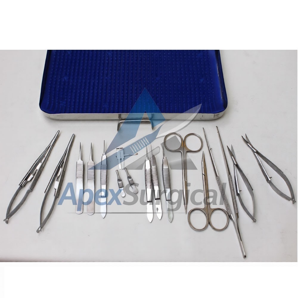 Micro Hand Surgery Instrument Kit Microvascular Clamp Surgical Suture Kit 17 Pcs