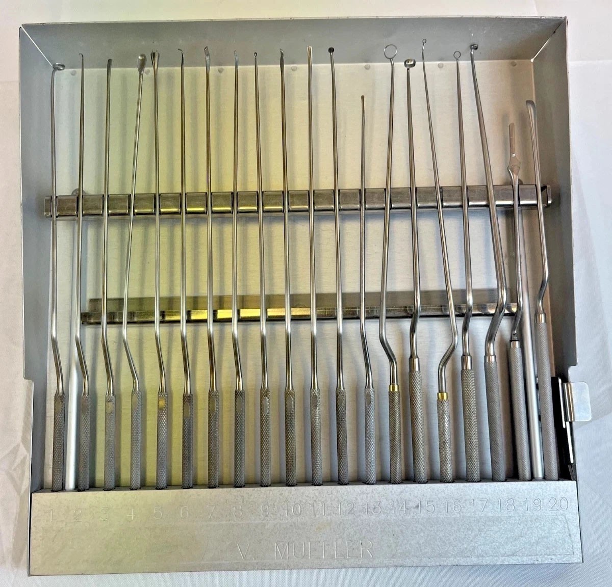 20 Piece V. Mueller Transphenoidal Dissector Instrument Set w/ Case Neurology