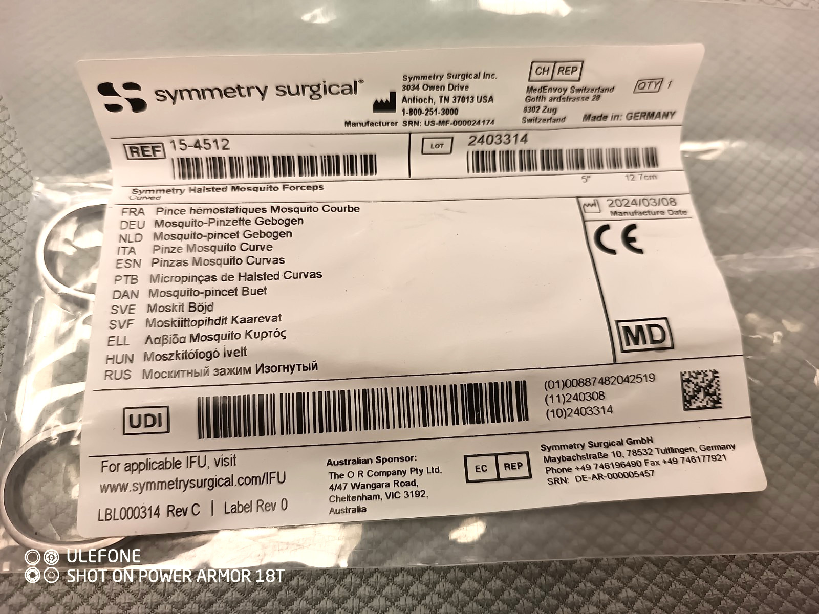 Symmetry 15-4512 2403 Halsted Mosquito Forceps German New!