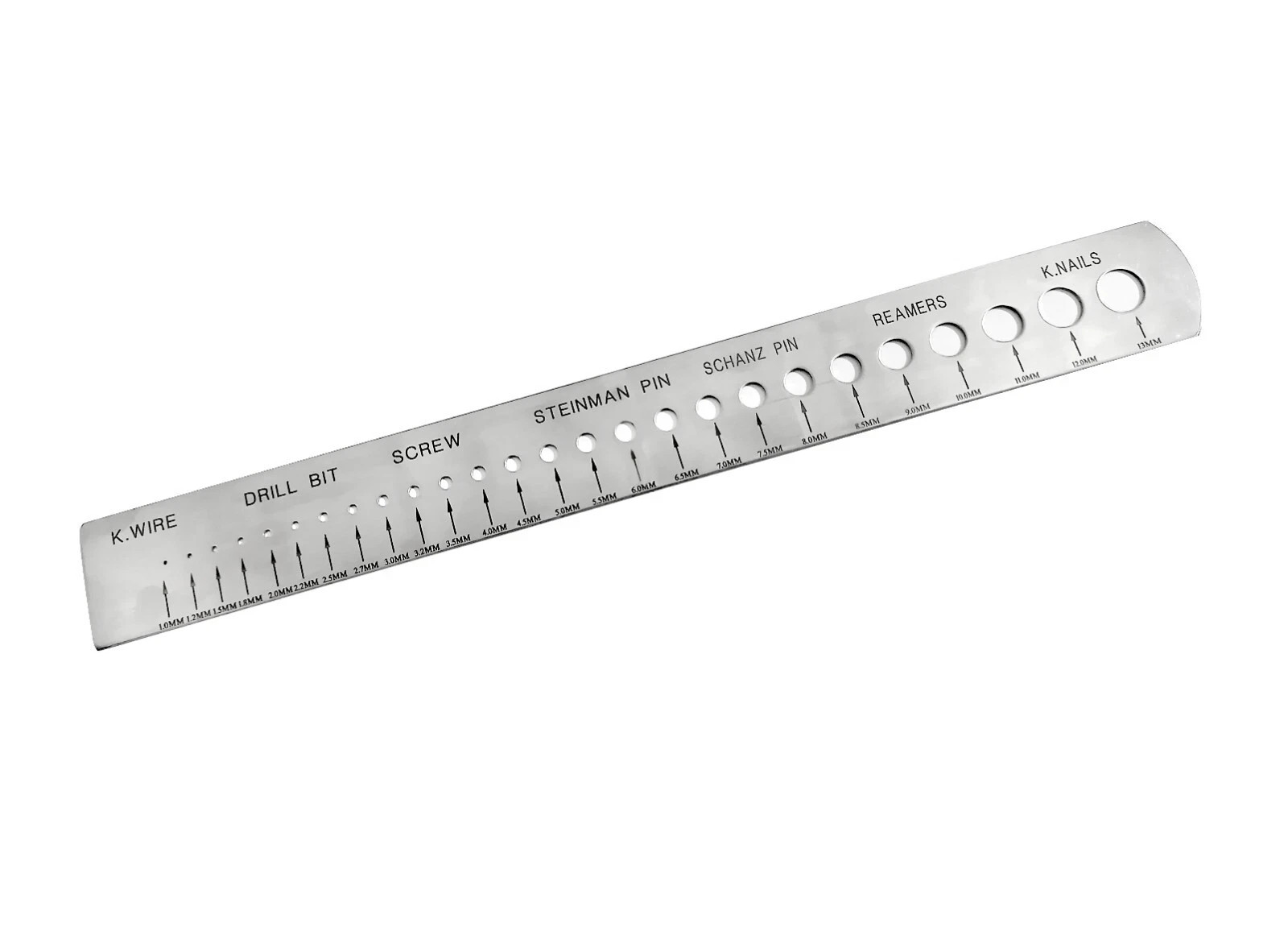 Orthopedic Measuring Gauge Scale for K-Wire, Drill Bit, Screw, Steinman Pin SS