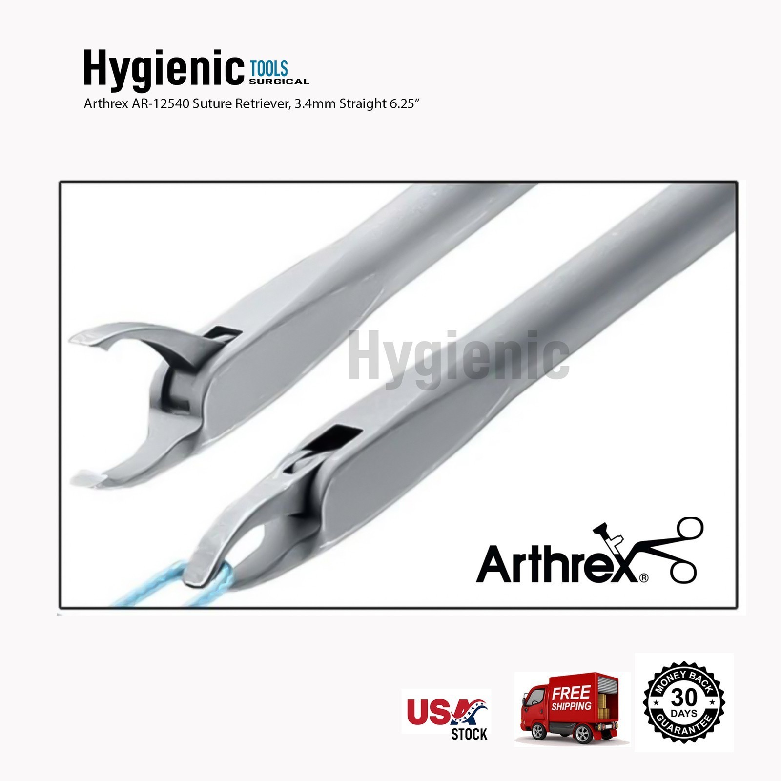 Arthrex AR-12540 Suture Retriever, 3.4mm, Straight Shaft German Quality BOX OPEN