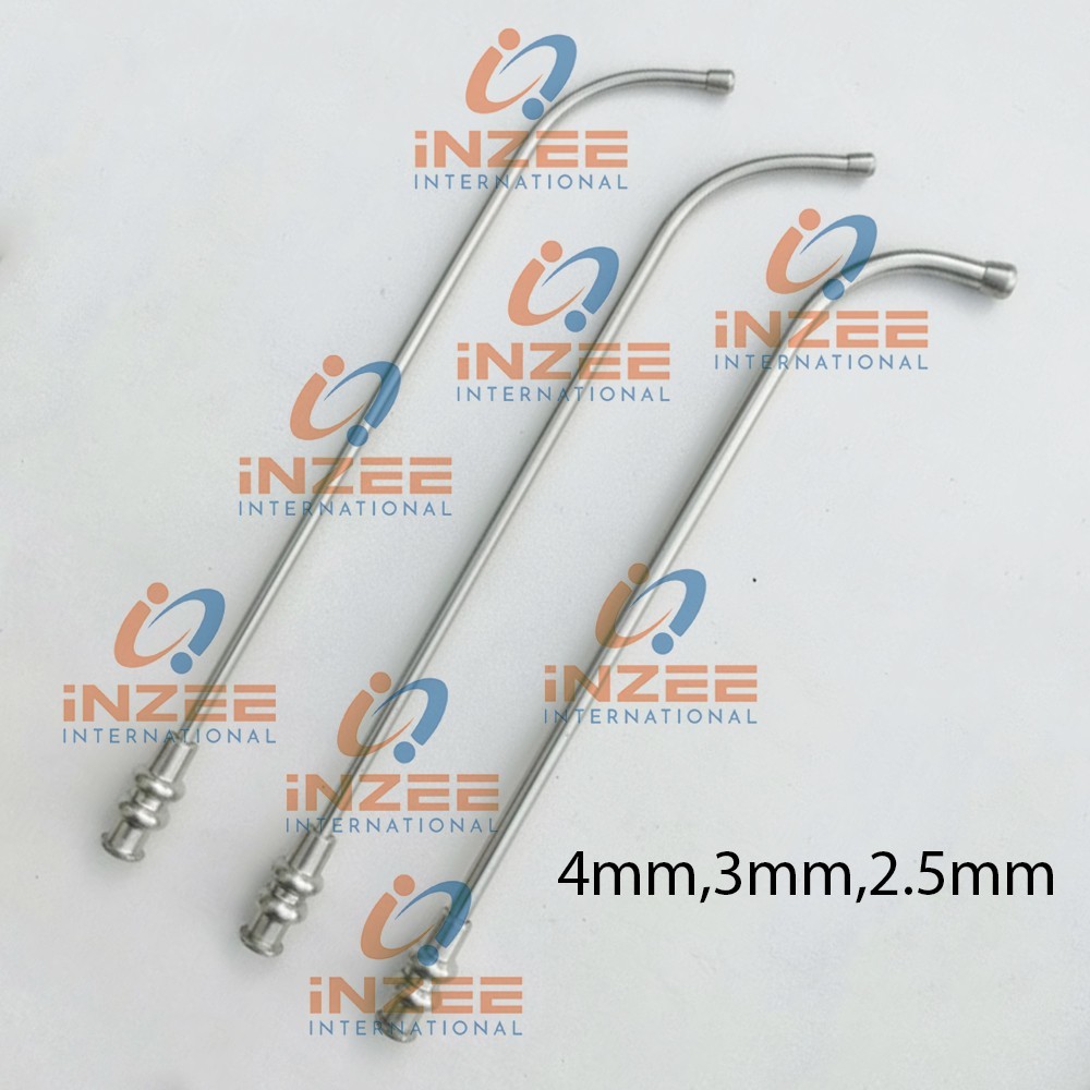 Sinus Cannula Suction Tube Surgical-ENT 4mm,3mm,2.5mm Set Of 3 High Quality