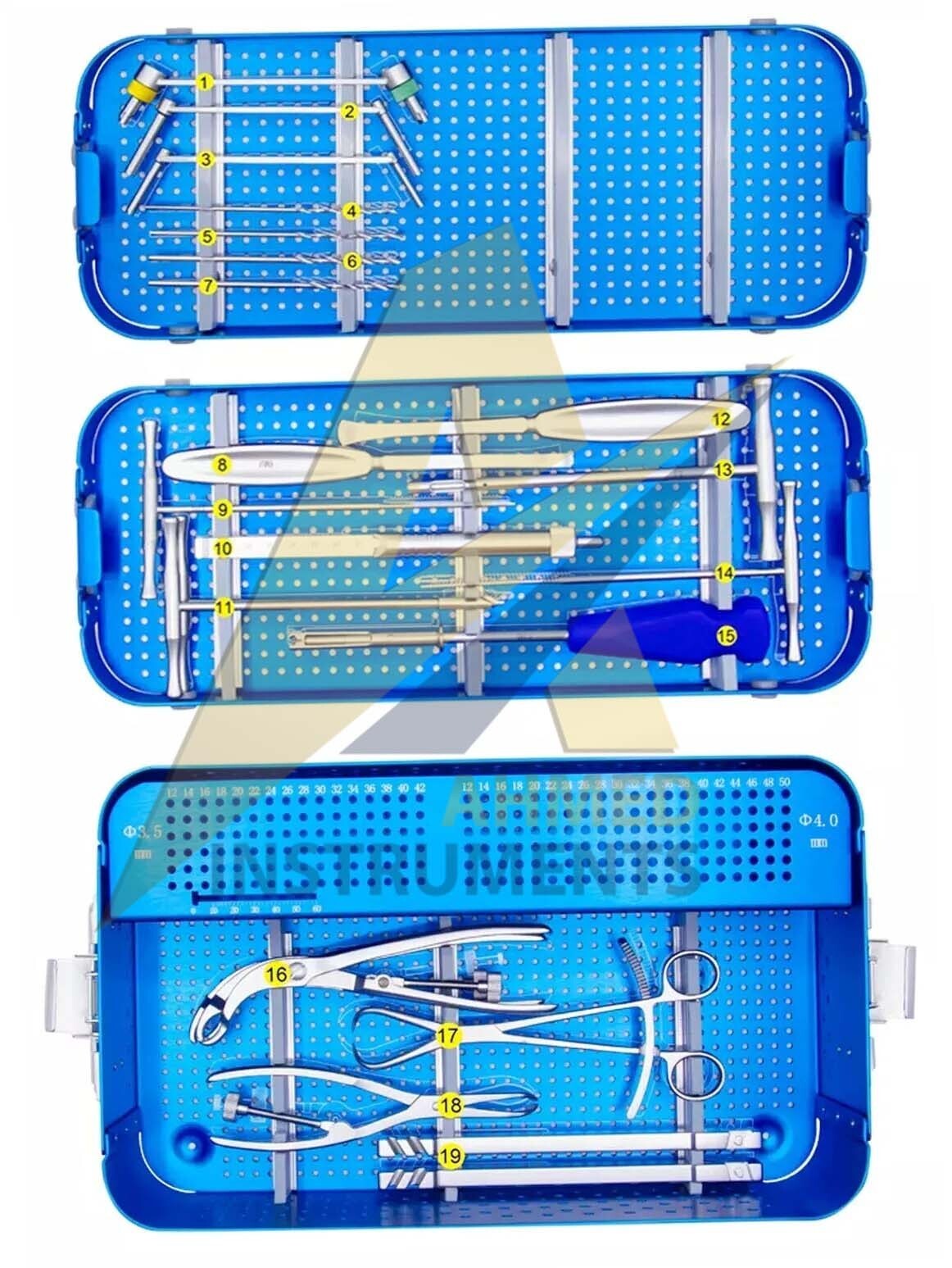 Small Fragment 3.5-4.0mm Complete Instrument Set of Orthopedic Instruments