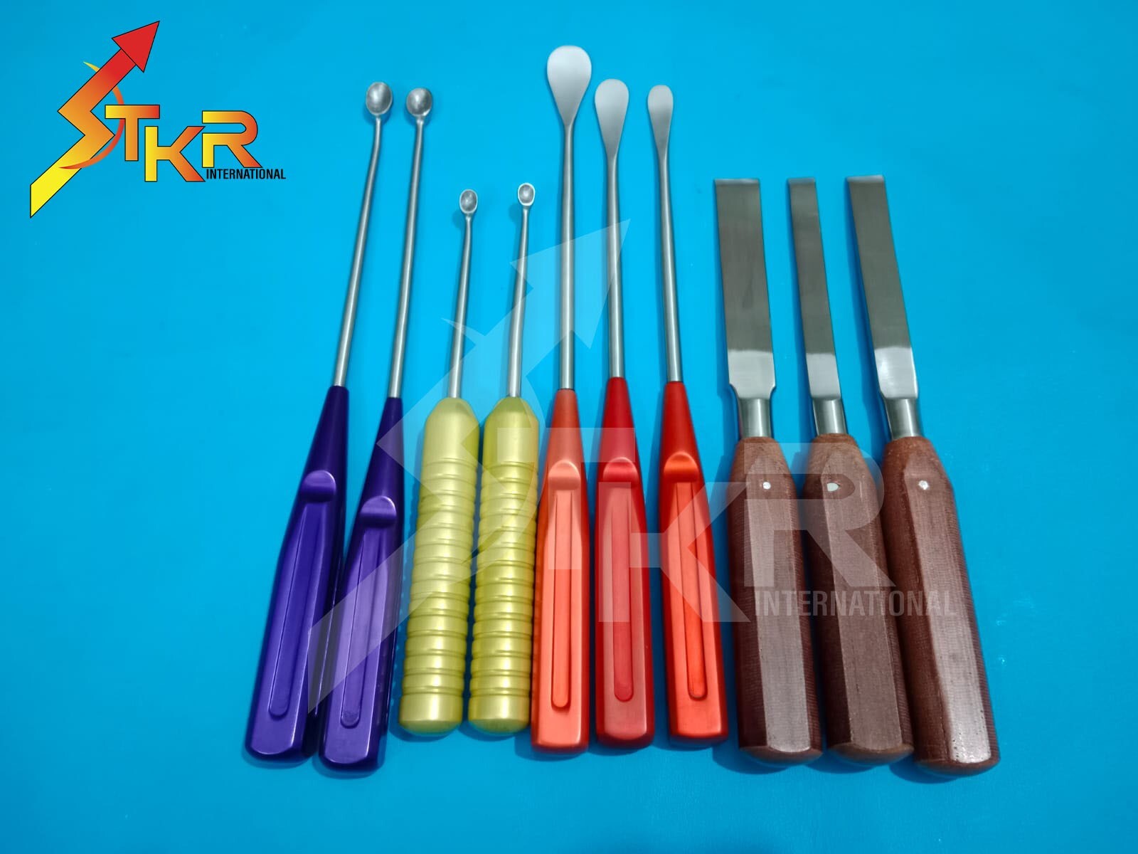 Spoon & Chisel & Cobb Set 10 Pcs Orthopedic Surgical Instruments