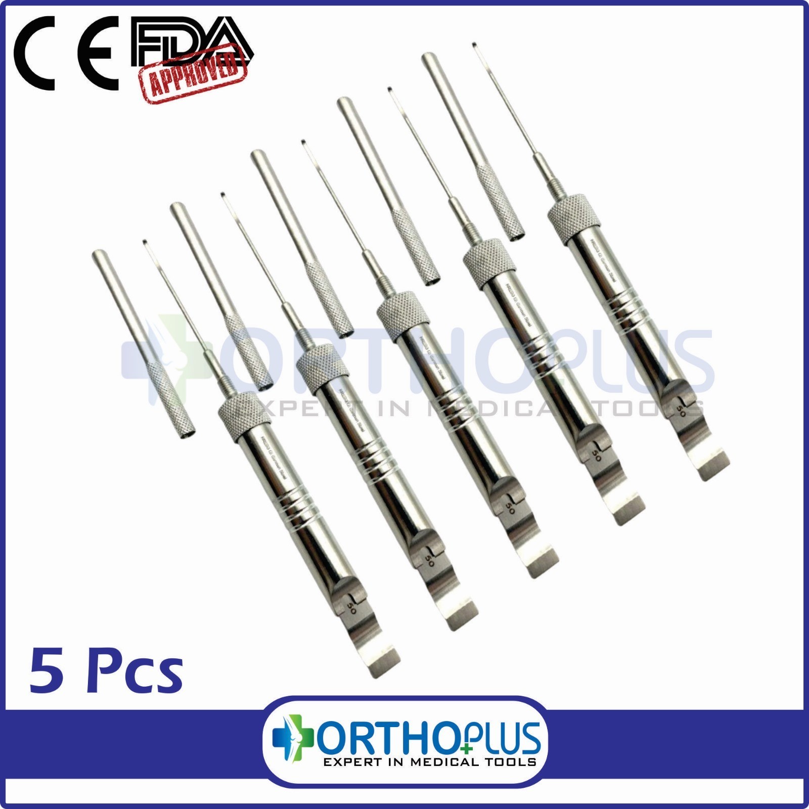 Depth guage 2.7mm (0mm to 50mm) Orthopedic Instruments 5 Pcs set