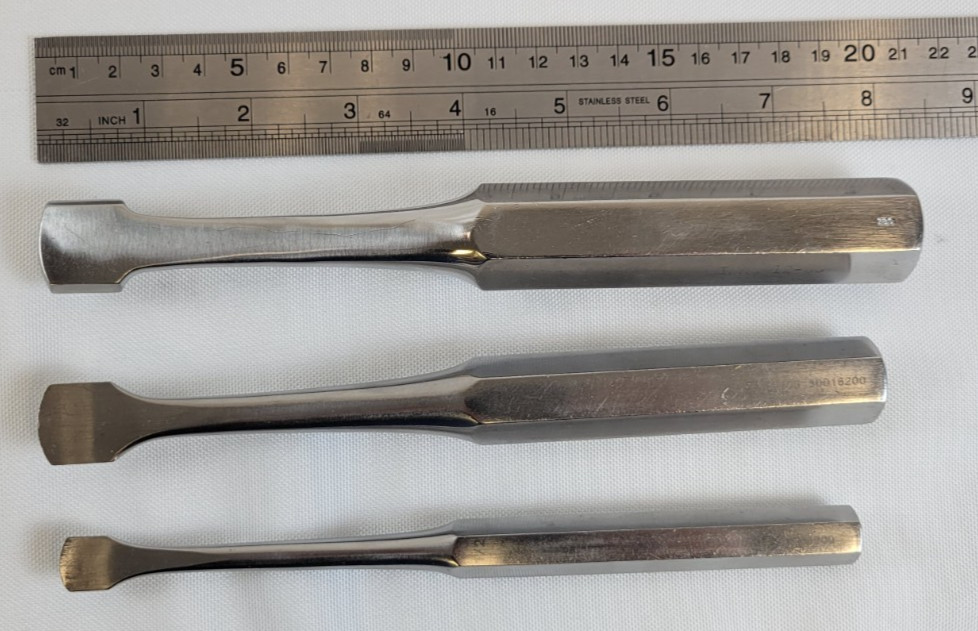3-Pc Zimmer gSource Key Periosteal Elevator Set, 1/2, 3/4, & 1″ Blade