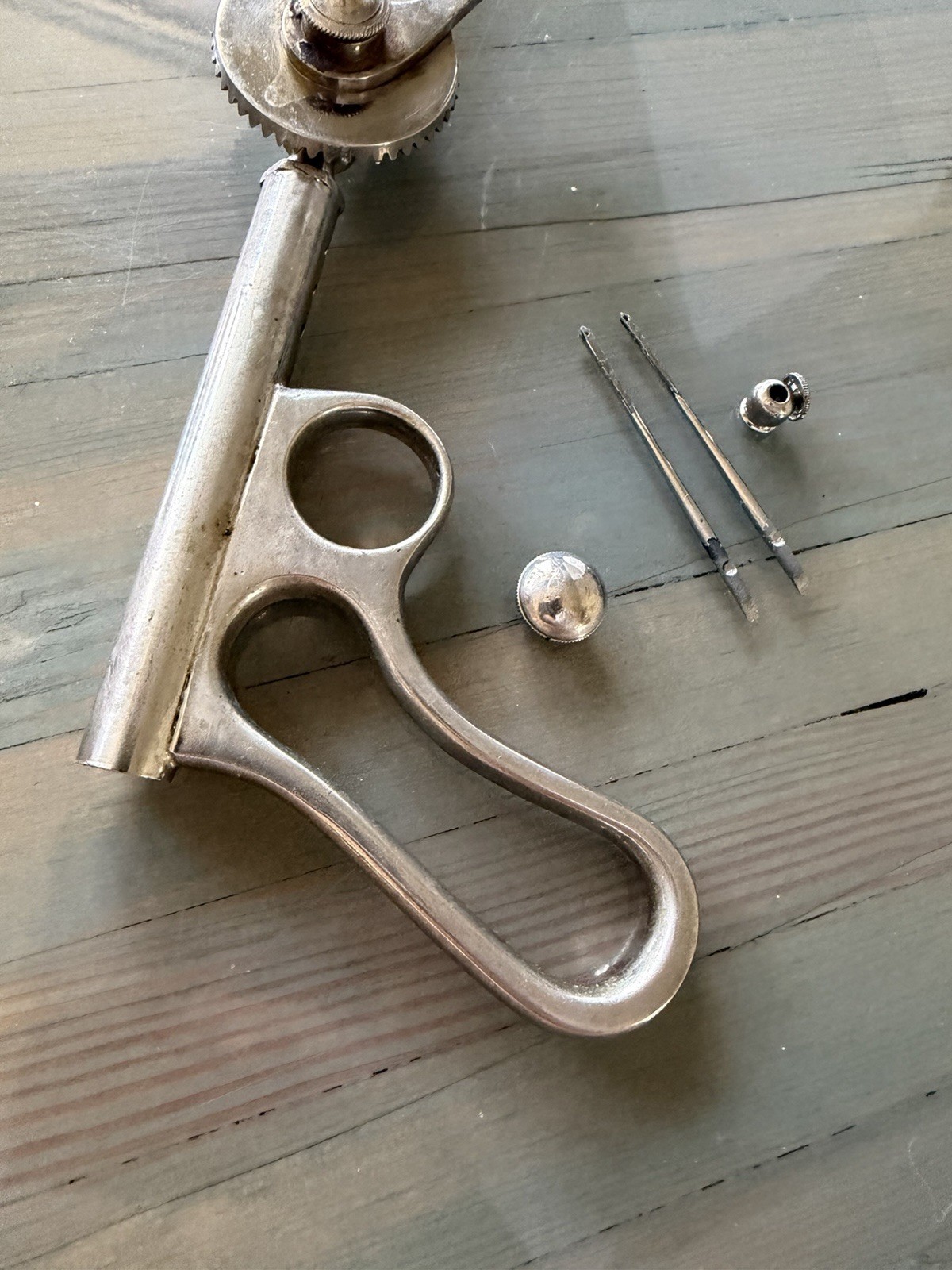 Antique Vtg P.S. CO Medical Surgical Bone Drill Orthopedic Hand Crank Tool +Bits