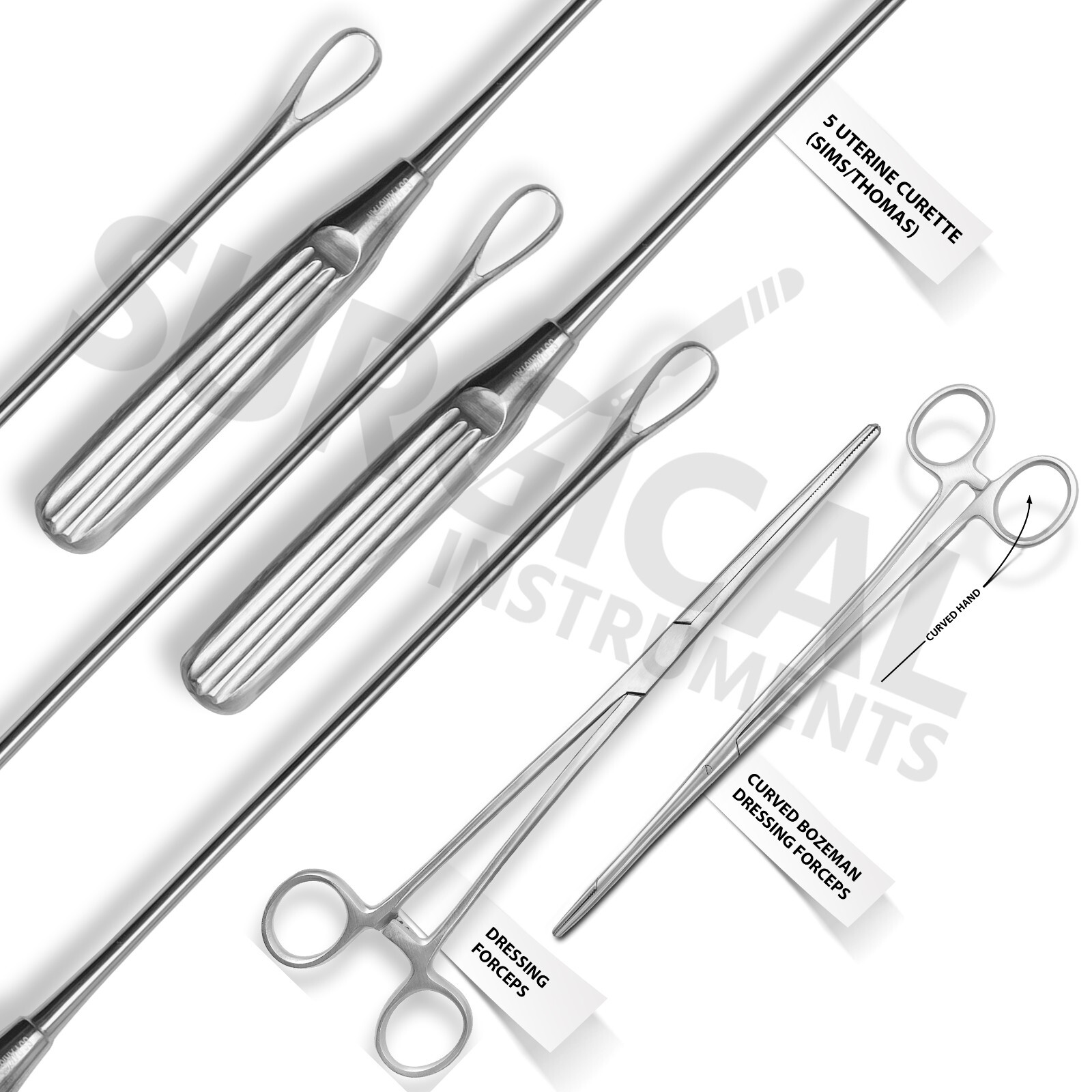 9 Custom Surgical Instruments Set lots of Vaginal, D&C, Laparotomy, Delivery Set