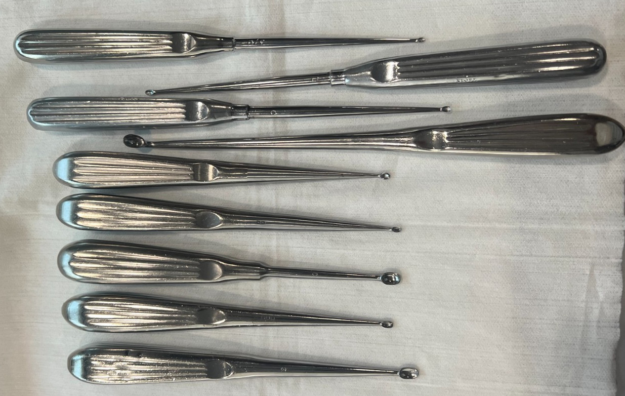 Jarit And Storz Bruns Oval Cup Curettes Straight Multiple Sizes Set OF 9