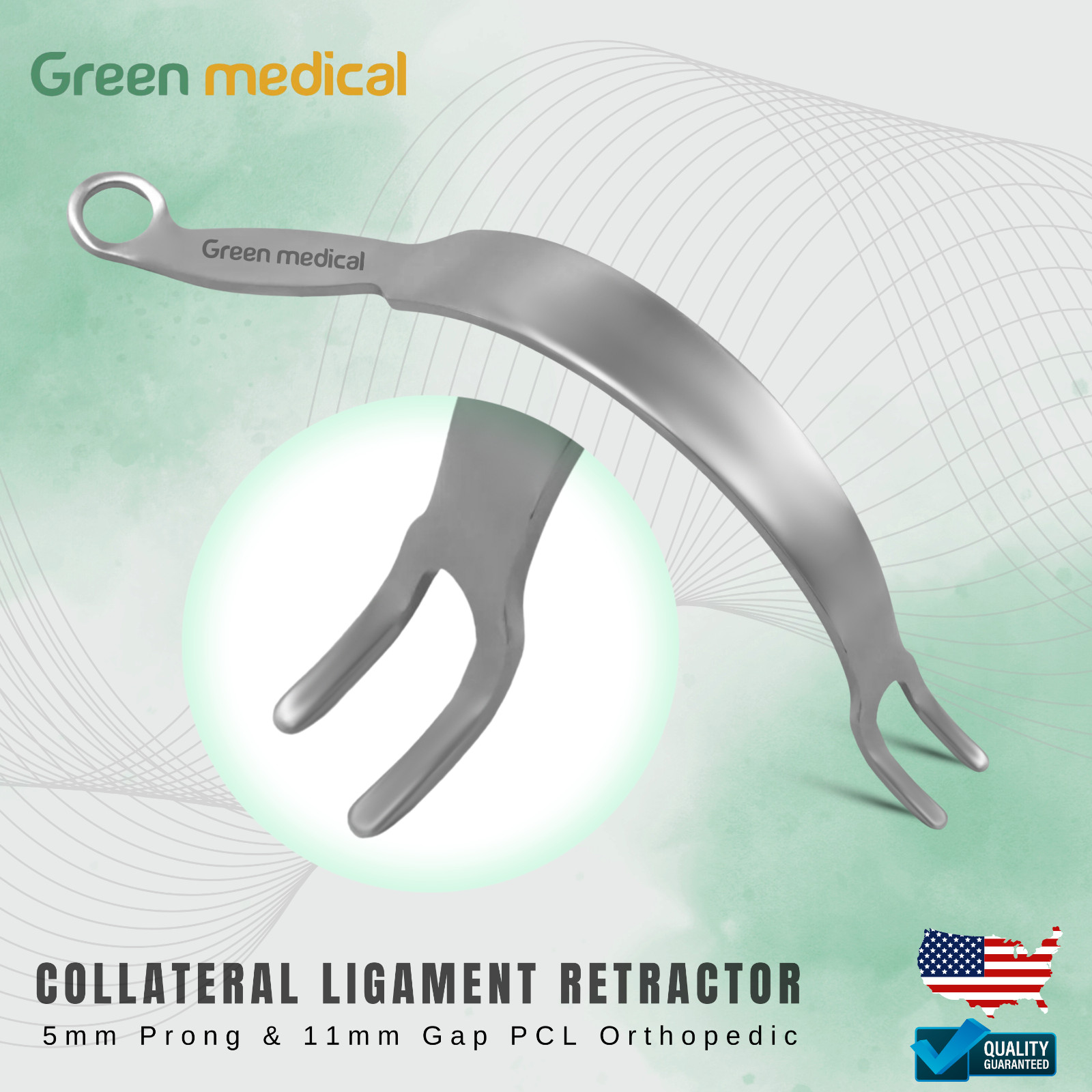 Collateral Ligament Retractor 5mm Prong & 11mm Gap PCL Orthopedic Instruments