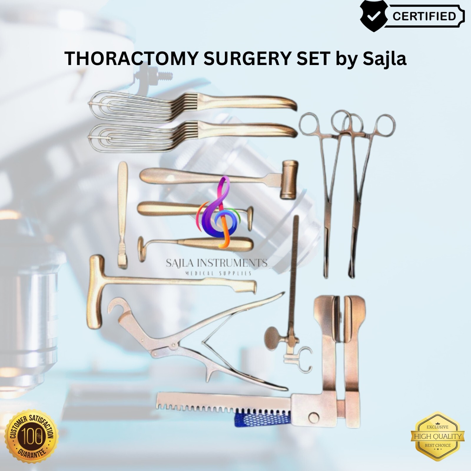 Thoracotomy Surgery Set of 12 PCS Thoracotomy Instruments Set by Sajla