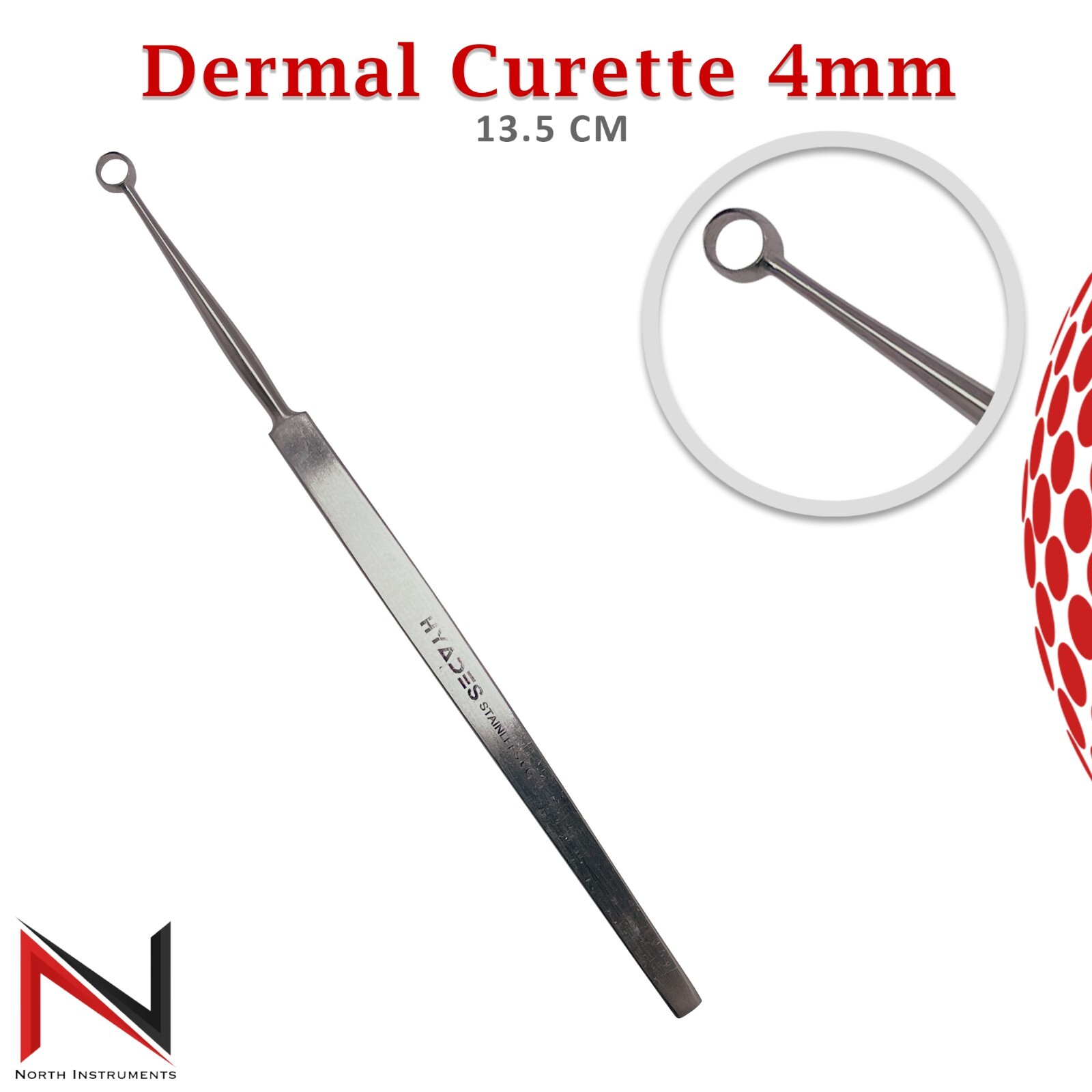 Surgical Orthopedic Ear Cleaner Tools Verruca Curette 4mm Scraping Chiseling