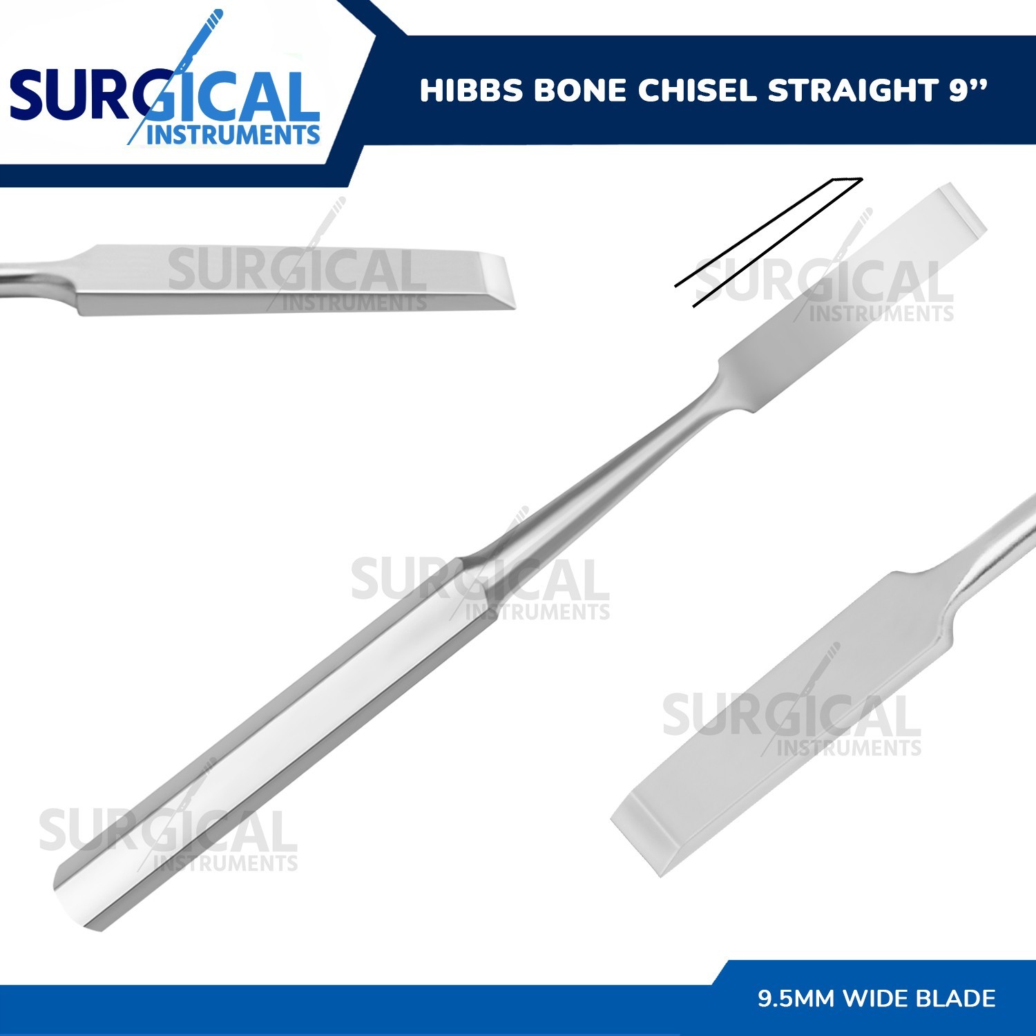 HIBBS Chisel 9″ with 3/8″ (0.95cm) Straight Blade Orthopedic Instrument German G