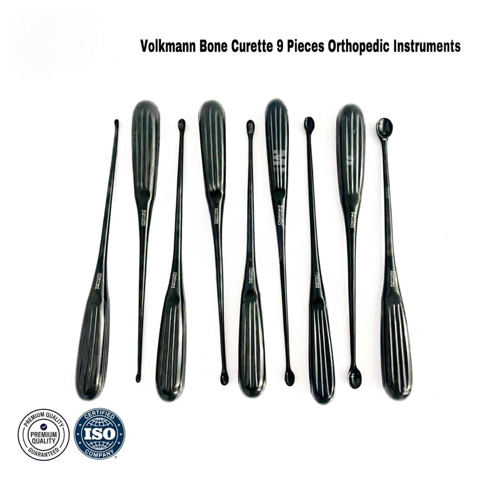 Cervical Bone Curette Set Of 8Pcs Orthopedic Surgical Curettes Instruments Black