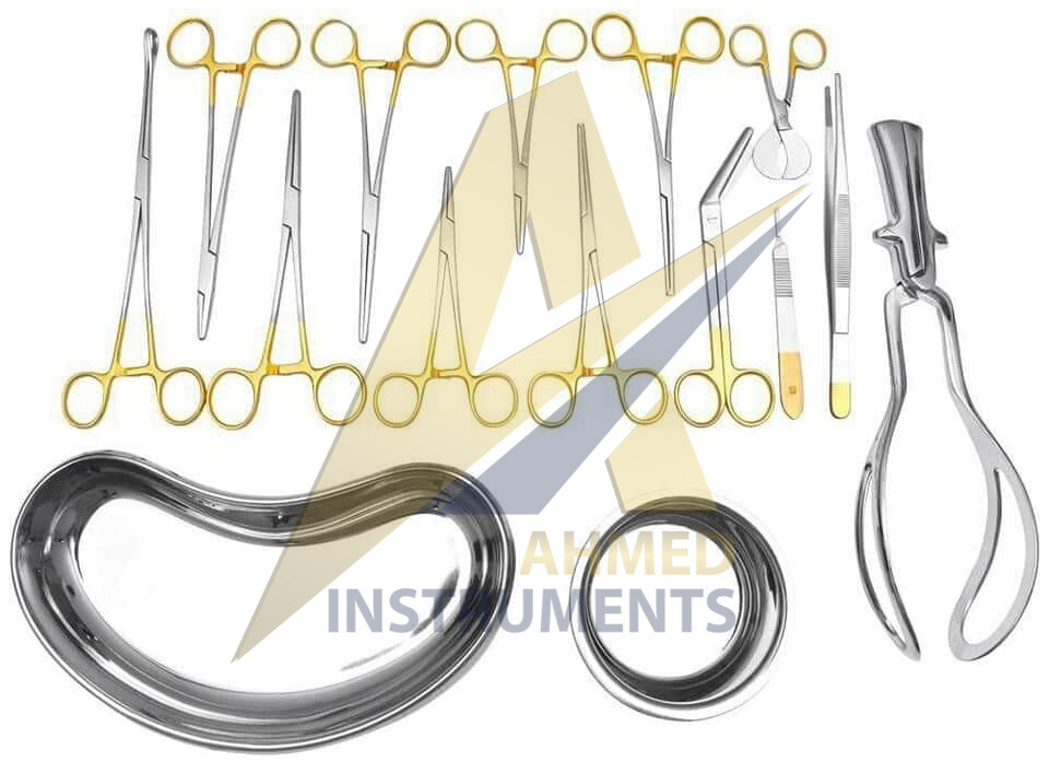 Normal Vaginal Delivery NVD Set Episiotomy Gynecology Instruments 17Pcs Gold