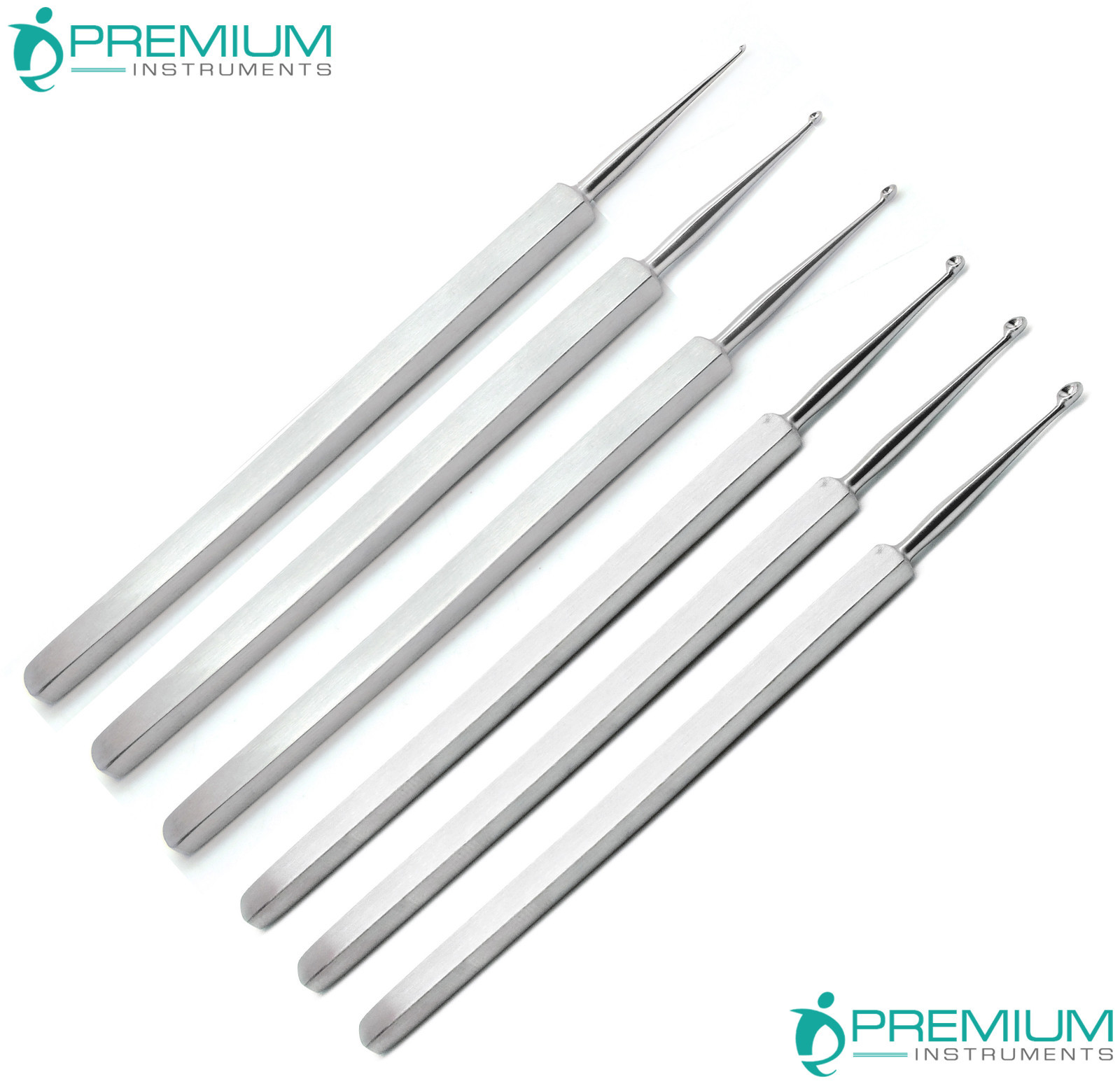 Meyhoefer Chalazion Ear Surgical Curette 0.5mm,1mm,1.8mm,2mm,2.5mm,3mm ENT 6 Pcs