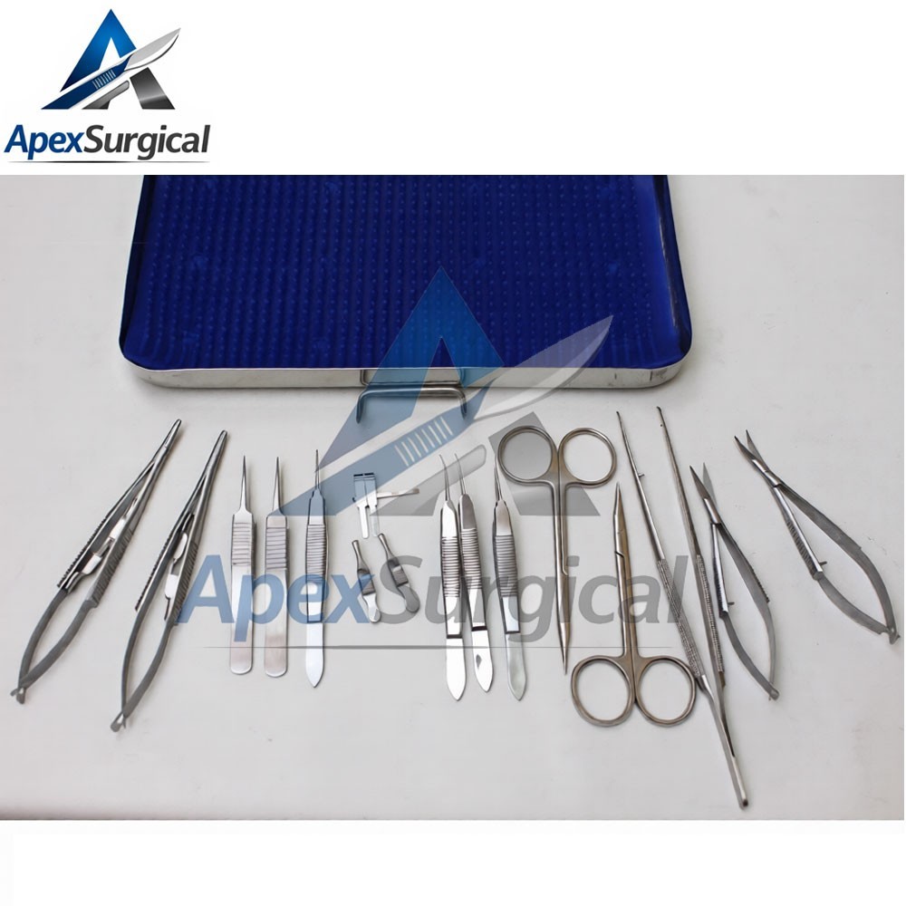 Micro Hand Surgery Instrument Kit Microvascular Clamp Surgical Suture Kit 17 Pcs