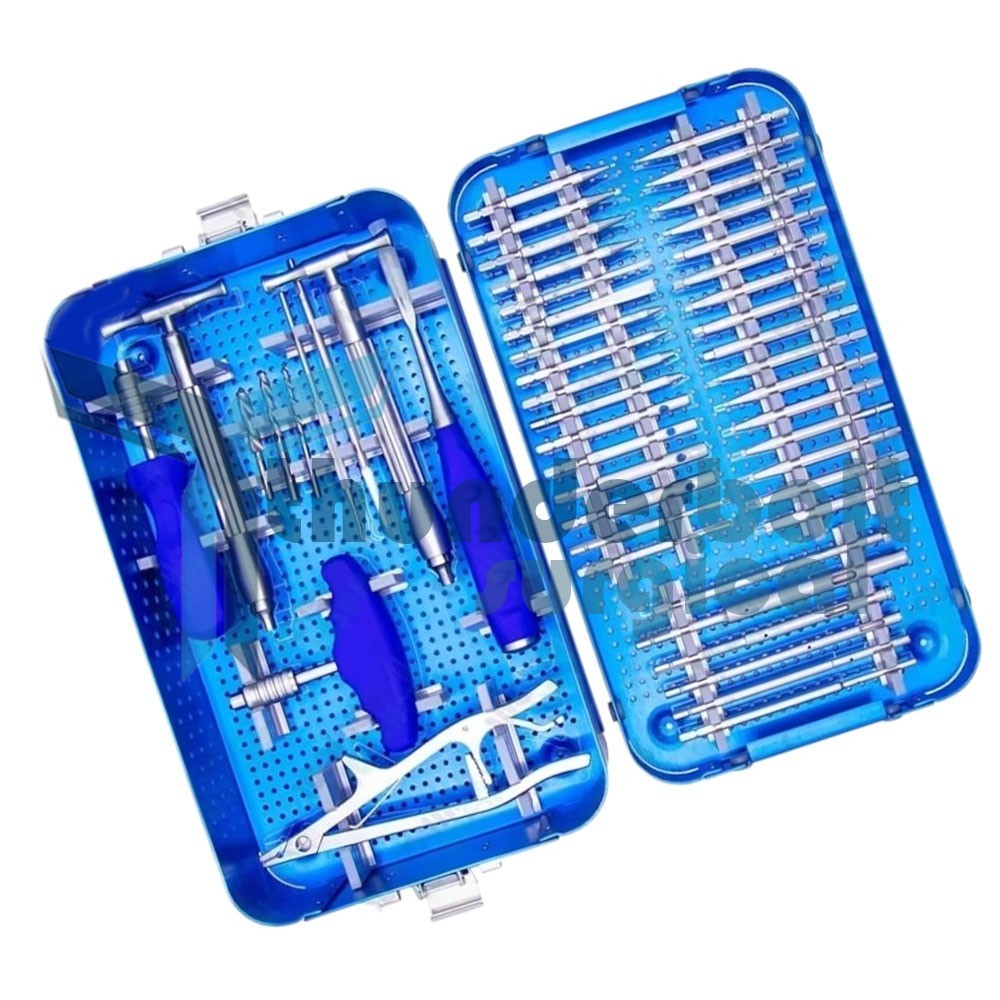 Broken Screw Removal Set with Sterilization Box of 49 Pcs Orthopedic Instruments