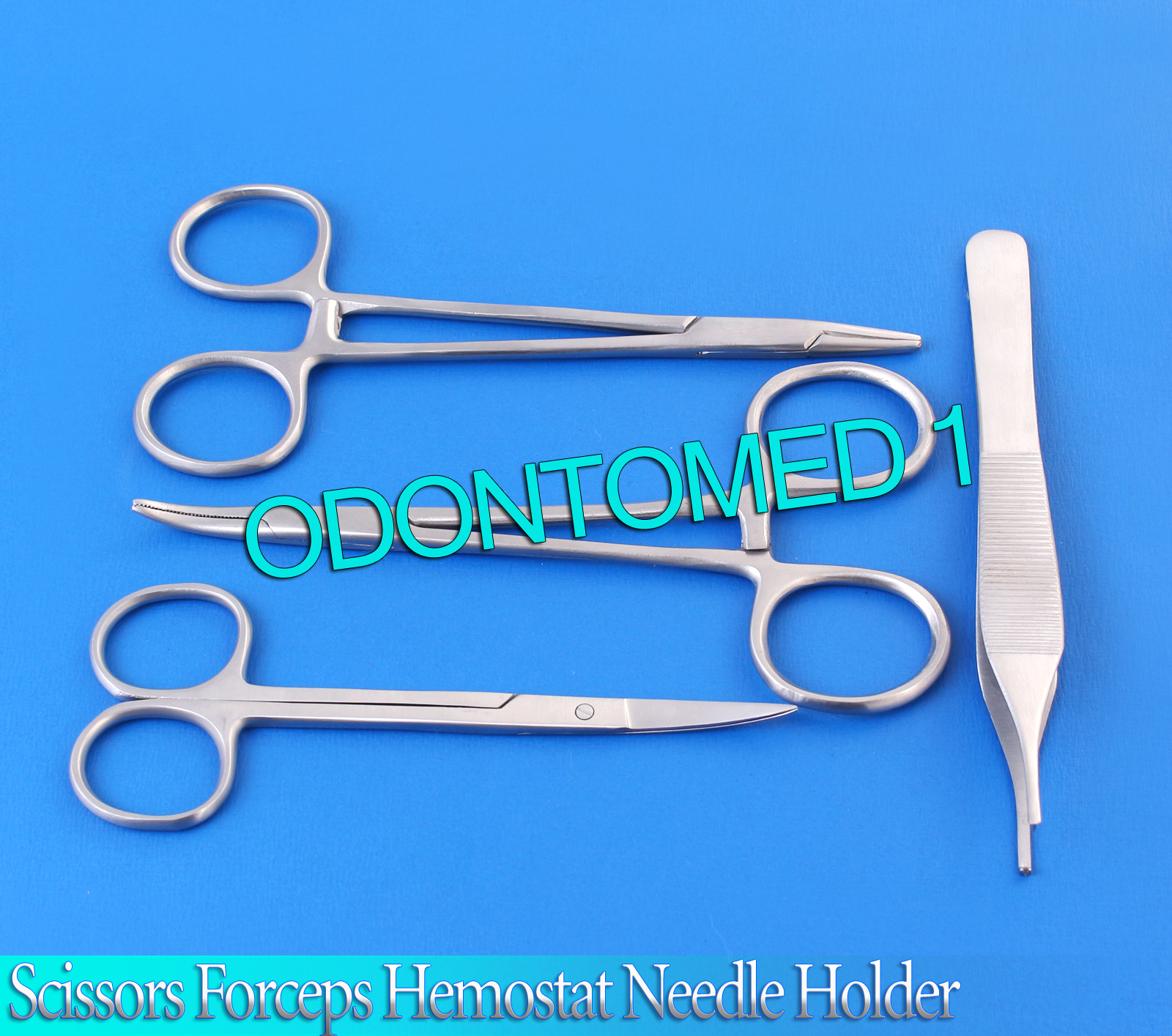 Set Of 4 Pieces Scissors Forceps Hemostat Needle Holders Surgical Instruments