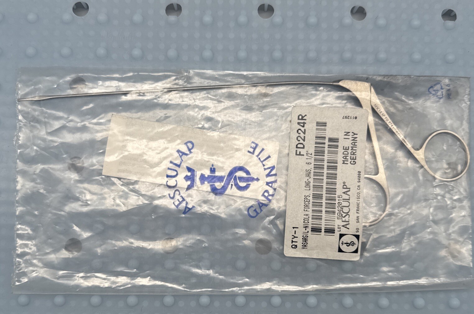 Aesculap FD224 Yasargil-Nicola Forceps w/ Long Serrated Jaw 6.5″